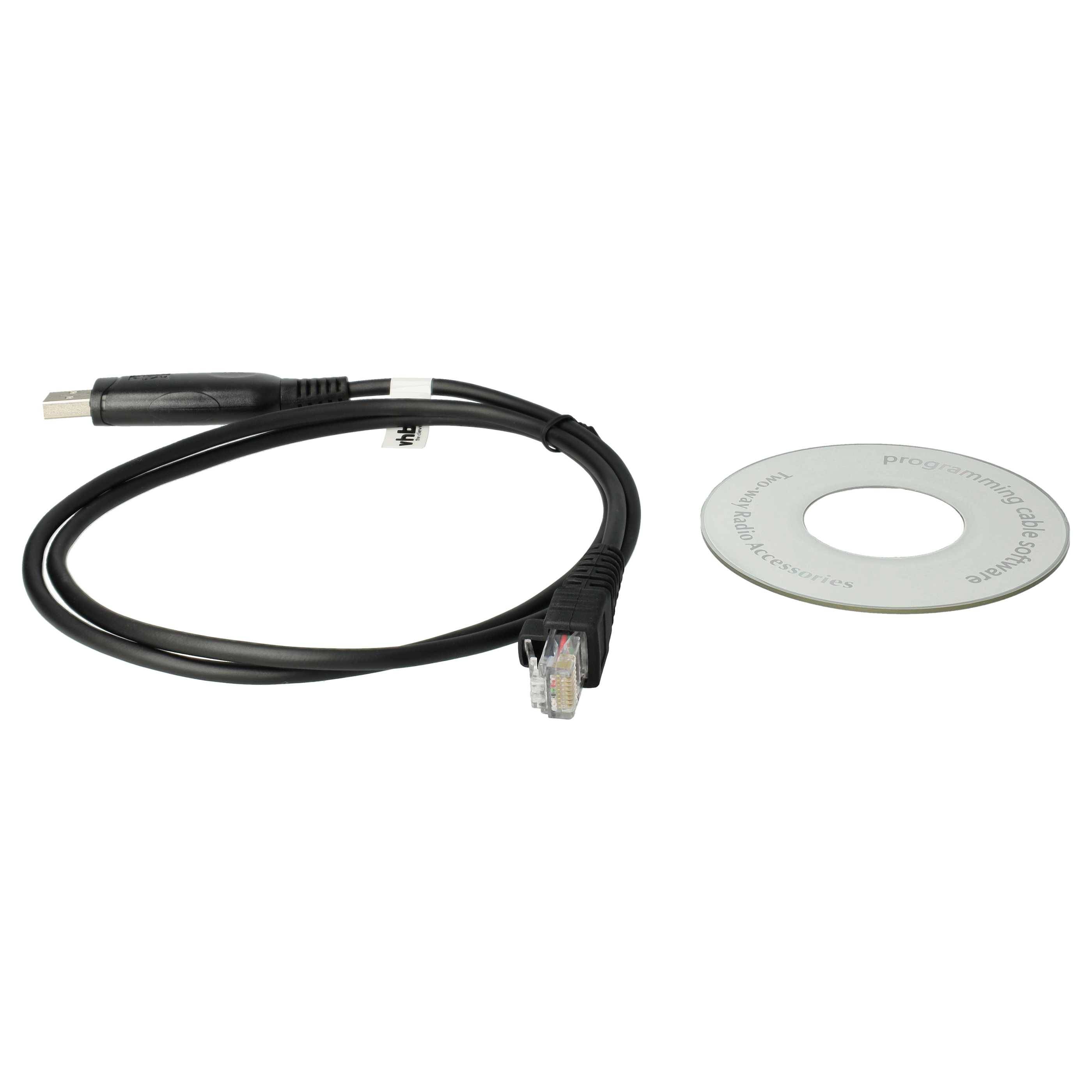 vhbw USB Programmierkabel kompatibel mit Motorola Maxtrac M1225 | M860, 840, 50, 100, 300, 820 Funkgerät, schwarz