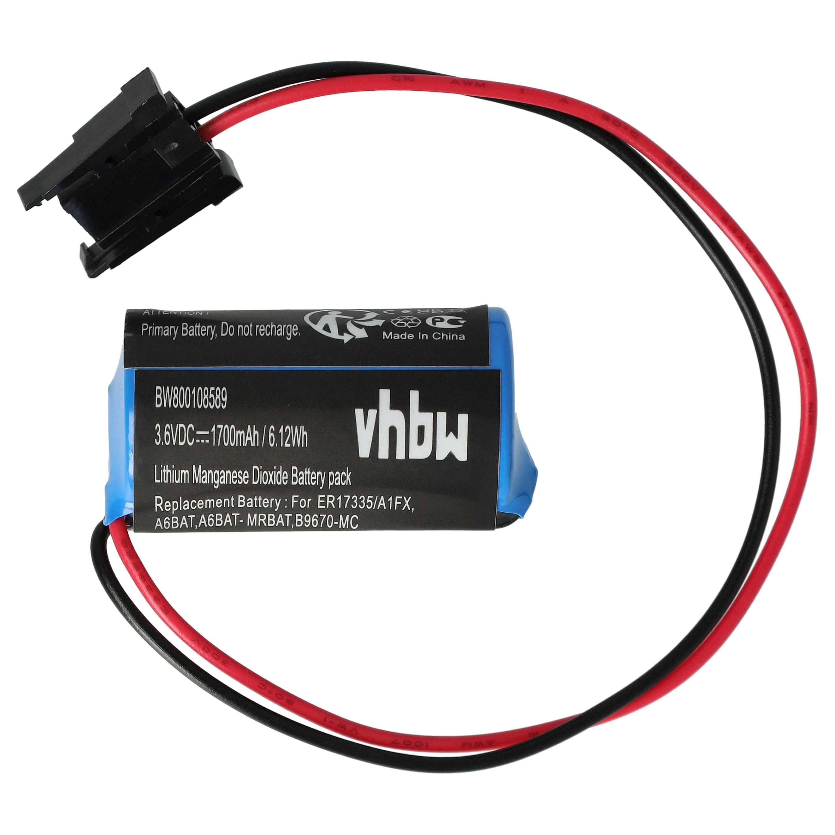 vhbw Batterie Ersatz für Mitsubishi B9670-MC, A6BAT, A6BAT-MRBAT. für Steuereinheit (1700 mAh, 3,6 V, Li-Ion)