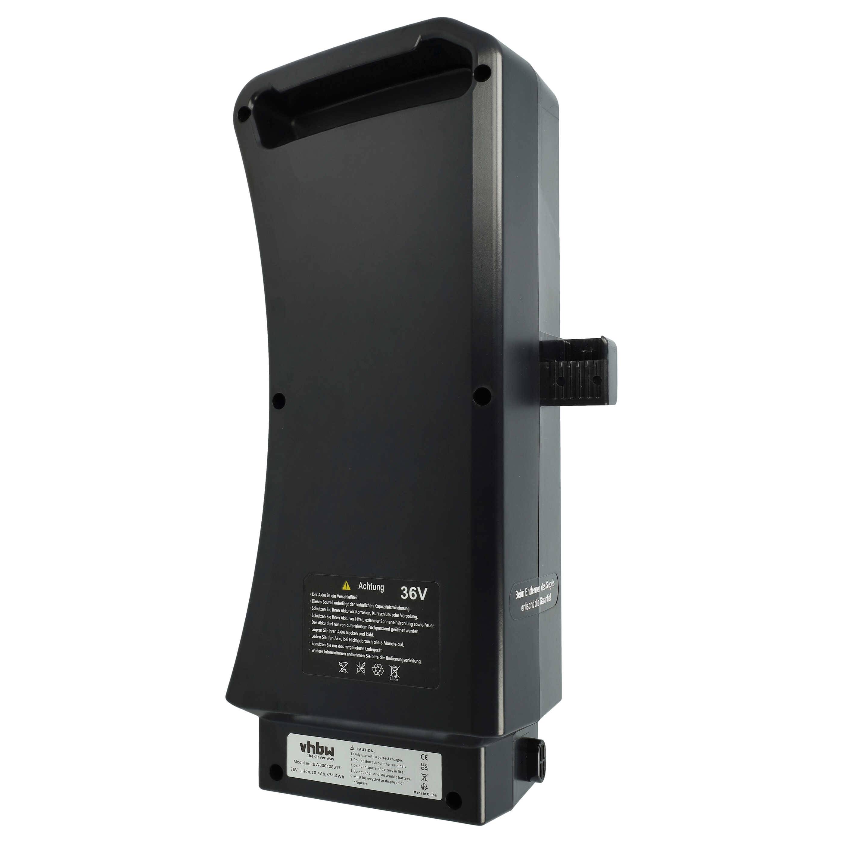 vhbw Akku kompatibel mit Prophete 52384, 52387-0111, 52385, 52396-0111, 52386-0111, 52395, 52394 E-Bike (10,4 Ah, 36 V, Li-Ion) - Schwarz