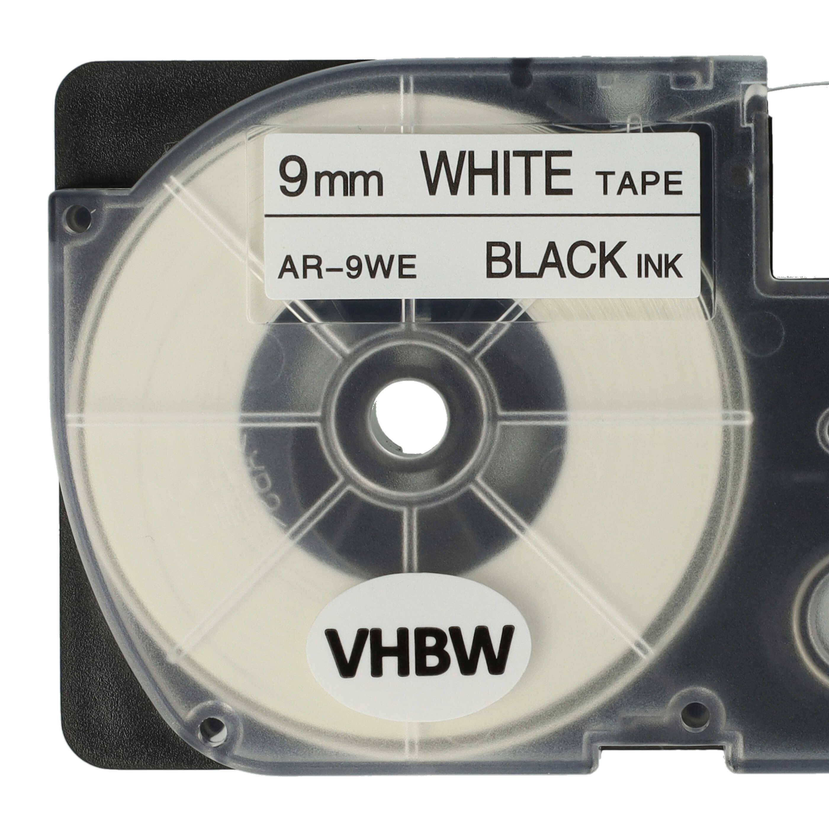 vhbw 50x Schriftband-Kassette kompatibel mit Casio KL-G2, KL-750E, KL-780, KL-820, KL-8100, KL-8200, KL-C500 Etiketten-Drucker 9mm Schwarz auf Weiß
