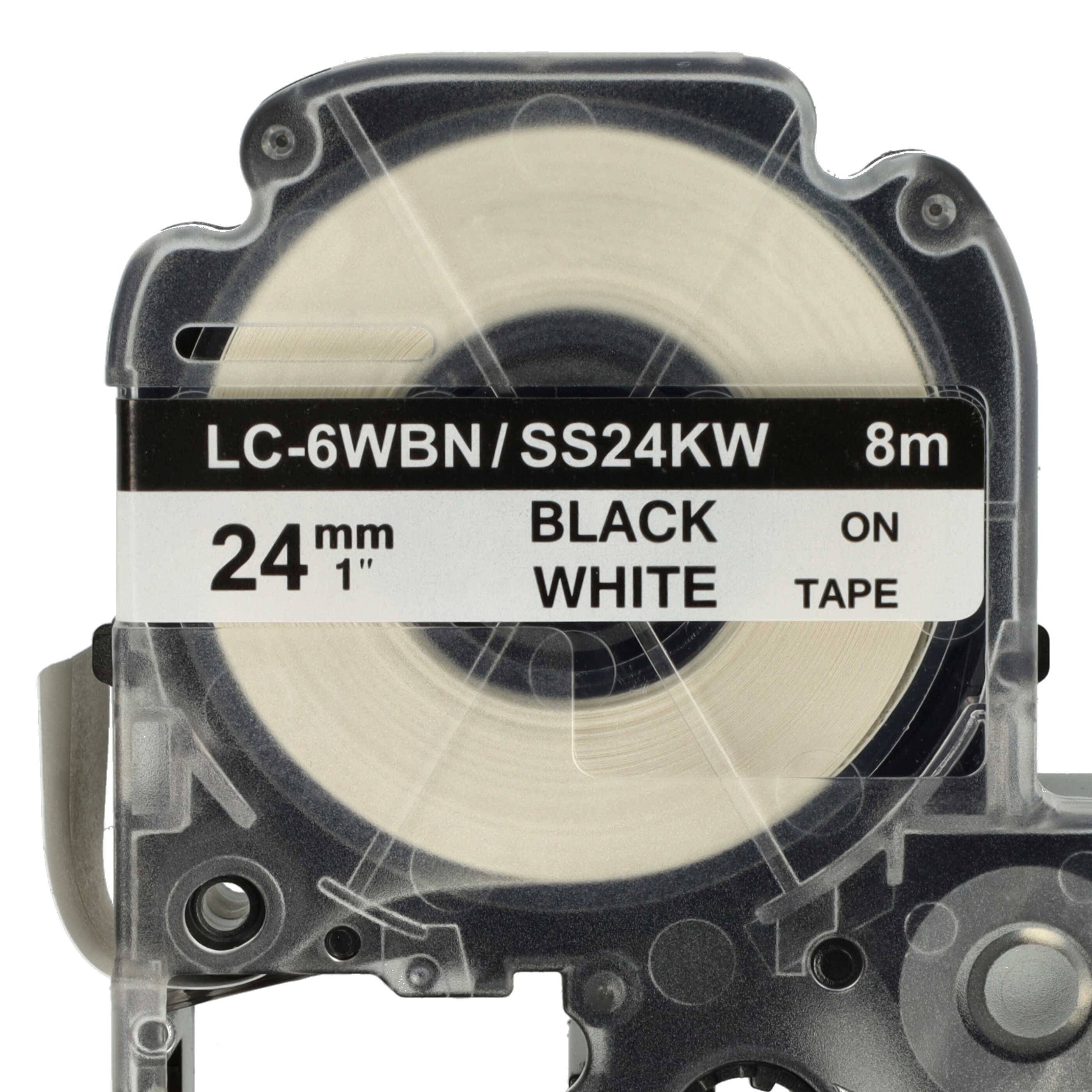 vhbw 50x Schriftband-Kassette kompatibel mit Epson LabelWorks LW-1000P | LW-600P, LW-500, LW-400, LW-300 Etiketten-Drucker 8m x 24mm Schwarz auf