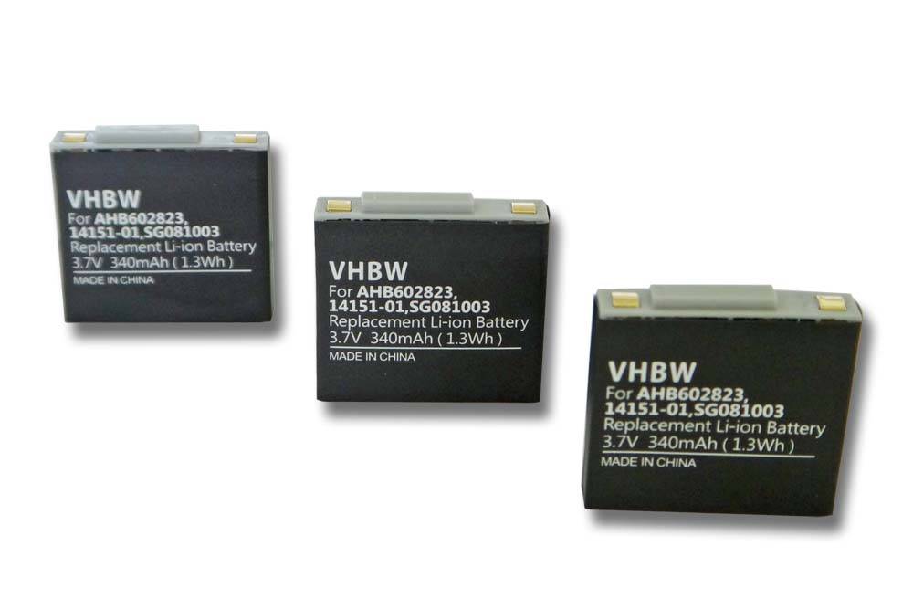 vhbw 3x Akku kompatibel mit GN Netcom Jabra 9120, GN9120, 9125, GN9125, GN9120 Flex Wireless Headset Kopfhörer (340 mAh, 3,7 V, Li-Polymer)