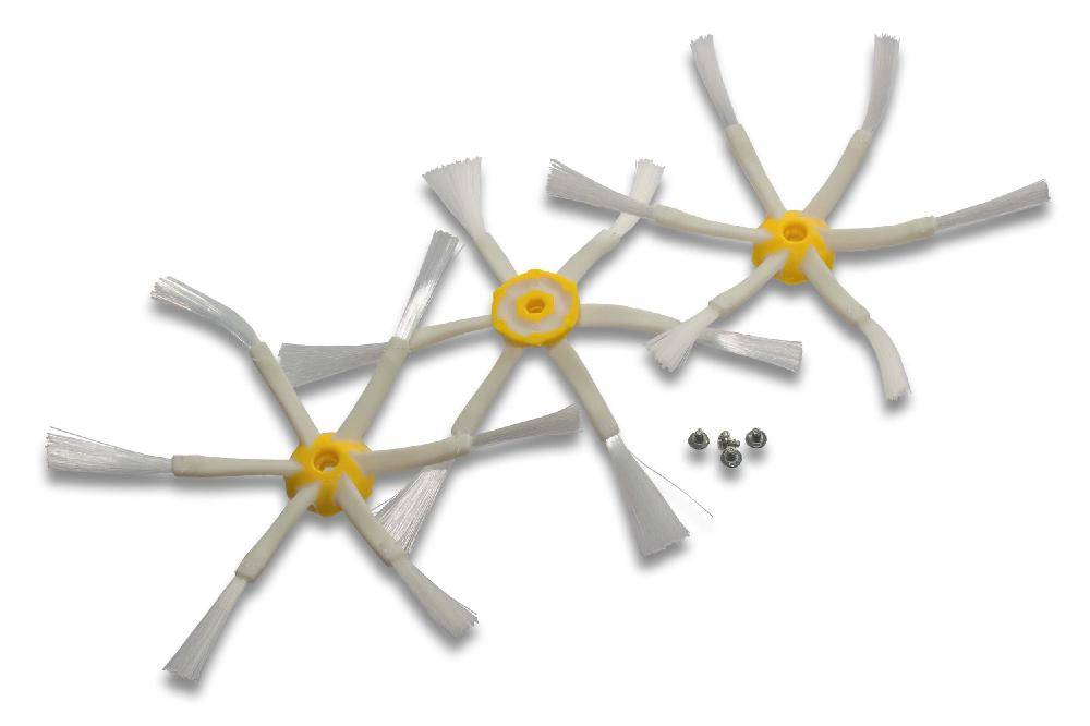 vhbw 3x Seitenbürste kompatibel mit iRobot Roomba 532, 530, 531, 500, 510, 520, 534, 535, 500-Serie Saugroboter - Reinigungsbürsten Set, weiß