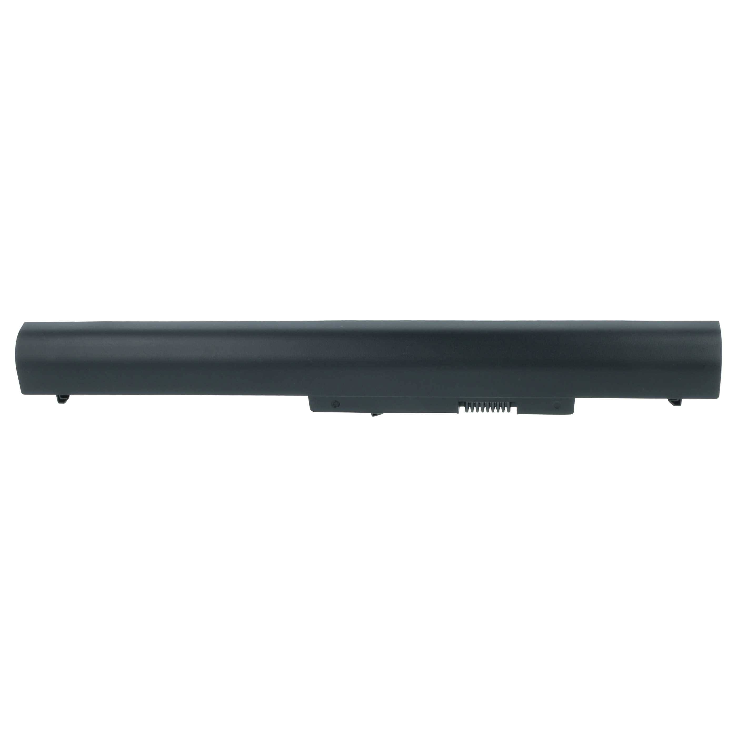 Eine schwarze zylindrische Batterie für einen Laptop mit flacher Basis für sichere Platzierung.