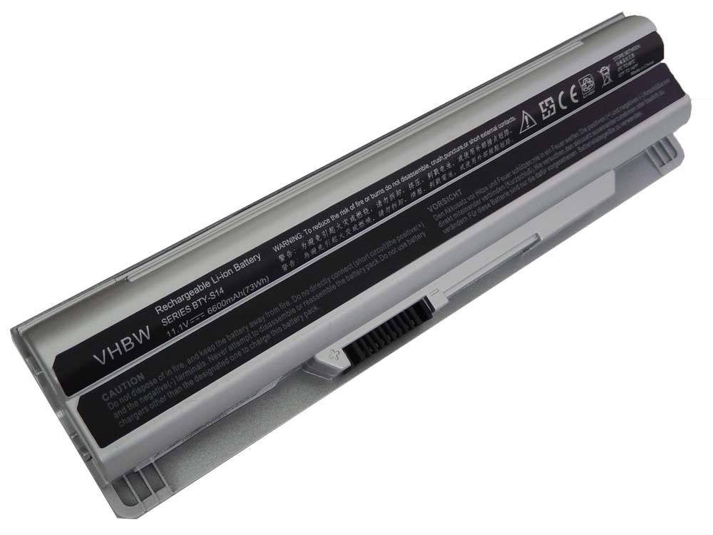 vhbw Akku kompatibel mit Medion Akoya MD97127, MD97164, MD97107, MD97125, MD97295, MD97411 Notebook (6600 mAh, 11,1 V, Li-Ion) - Farbe: silber