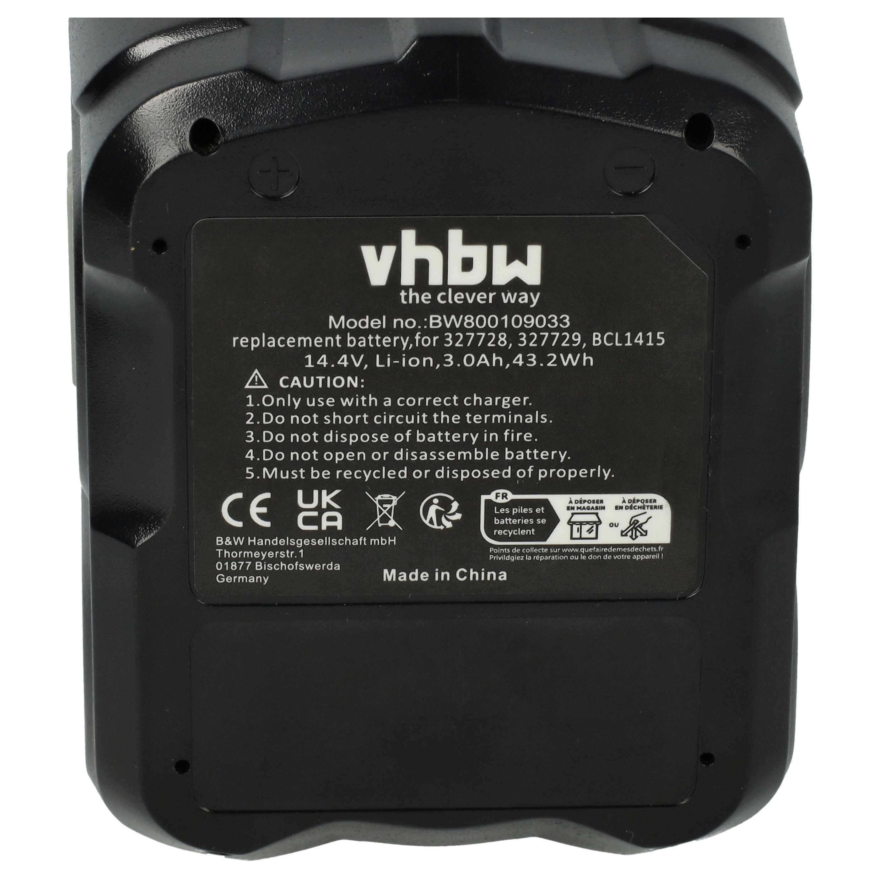 vhbw Akku kompatibel mit Hitachi WH 14DA, WH 14DAF2, WH 14DCAL, WH 14DM, WH 14DMB, WH 14DH, WH 14DL Werkzeug (3000 mAh, Li-Ion, 14,4 V)
