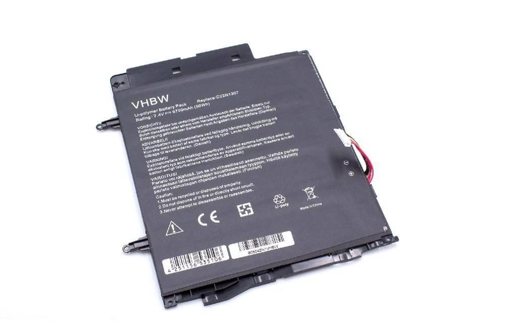 vhbw Akku kompatibel mit Asus Transformer Book T300LA-13NB02W1M28011, T300LA-BB31T Notebook (6750 mAh, 7,4 V, Li-Polymer)