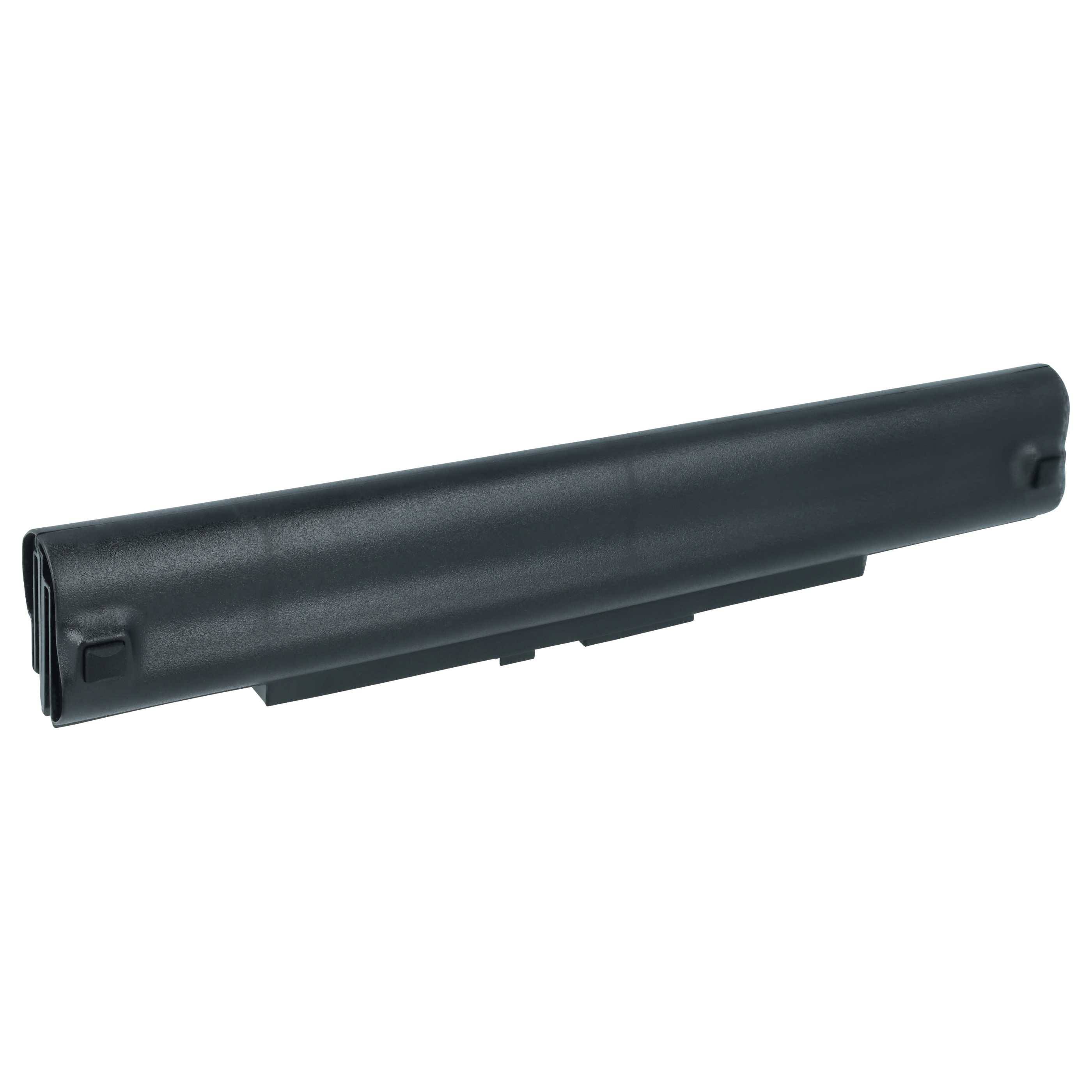 Eine schwarze Laptop-Batterie für HP-Modelle, die eine zylindrische Form und Anschlusspunkte an einem Ende aufweist und für Ersatzzwecke entwickelt wurde.
