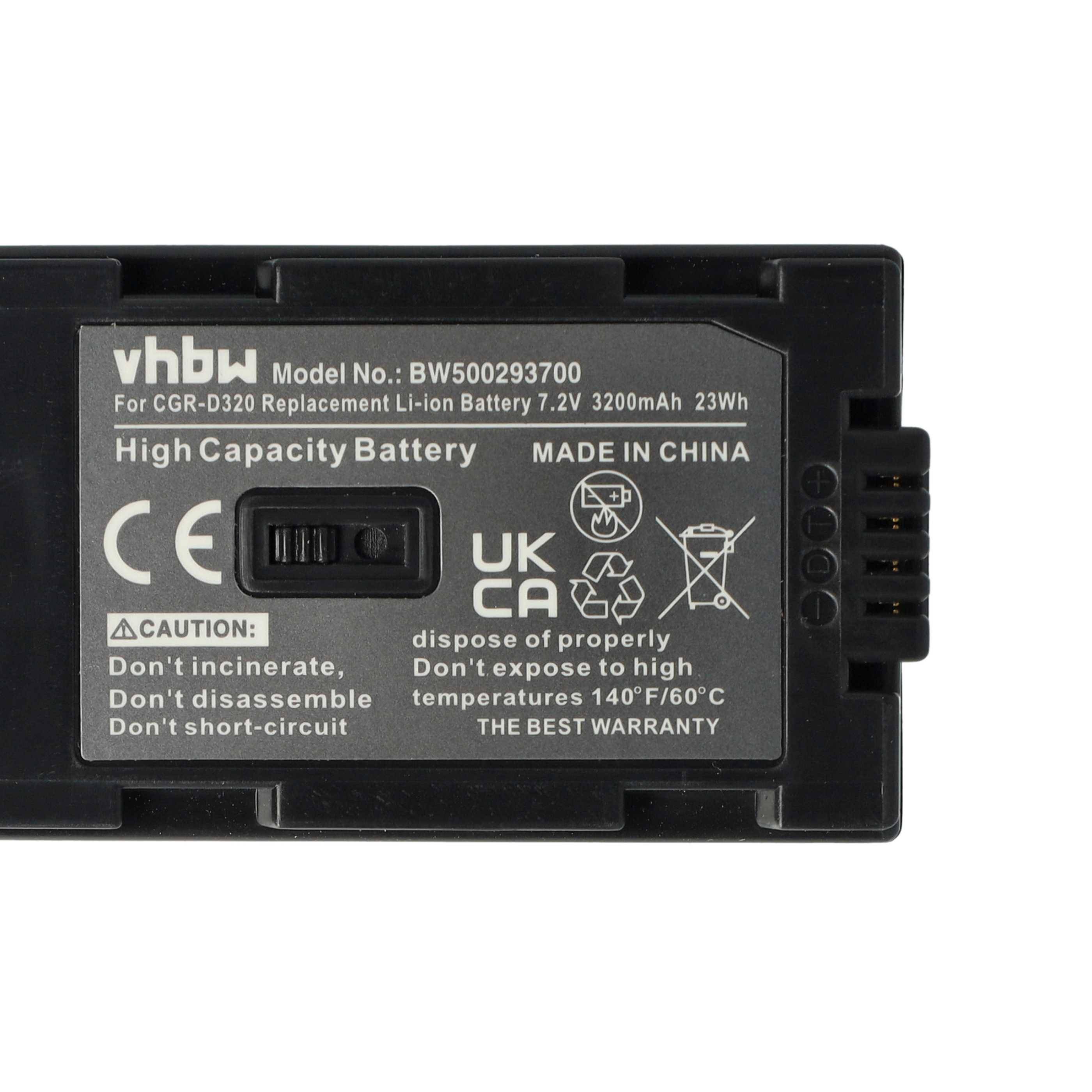 vhbw 2x Akku kompatibel mit Panasonic NV-DS3, NV-DS33, NV-DS30, NV-DS37, NV-DS35, NV-DS38 Videokamera Camcorder (3200 mAh, 7,2 V, Li-Ion)