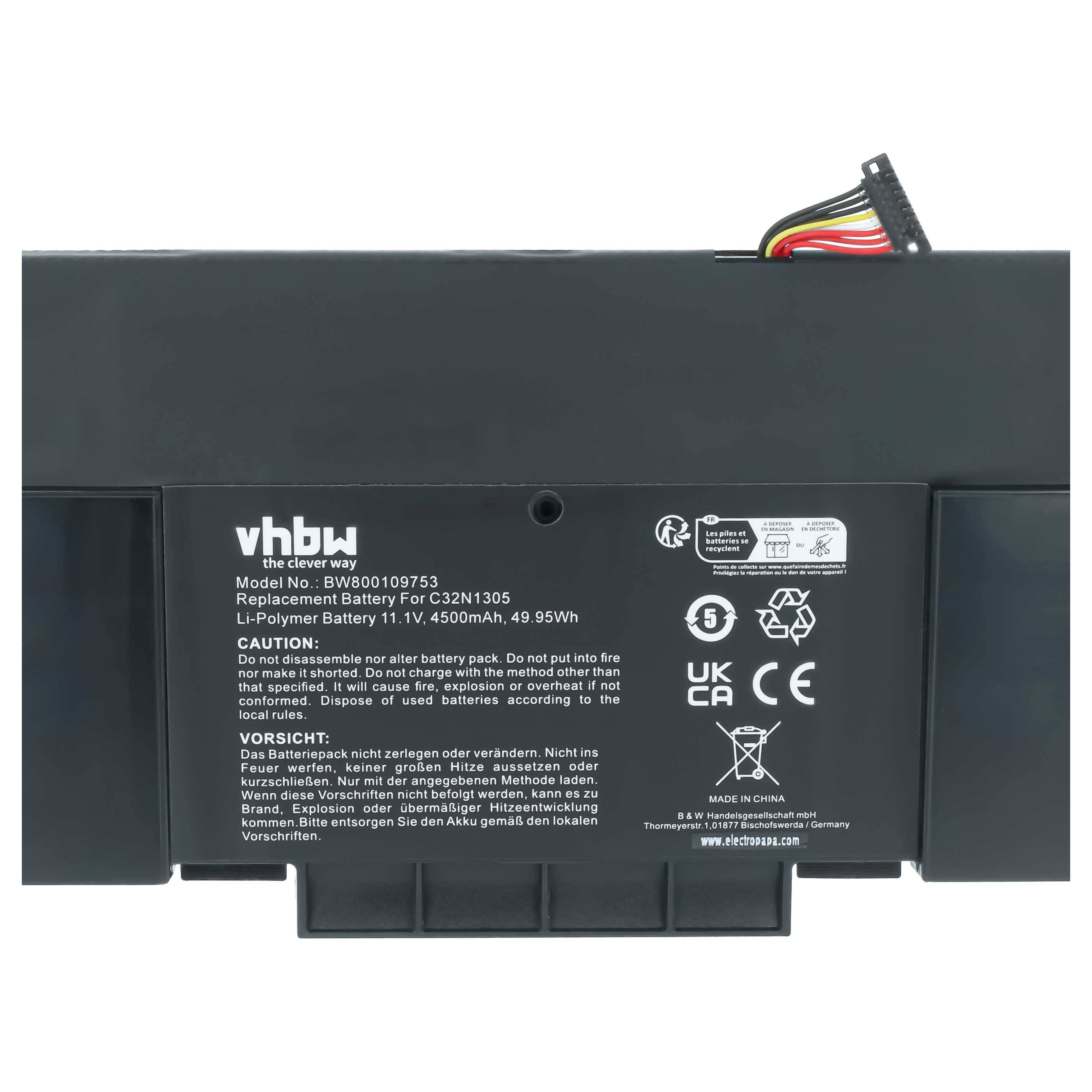 vhbw Akku Ersatz für Asus C32PhJ3 | für Notebook (4500 mAh, 11,1 V, Li-Polymer)
