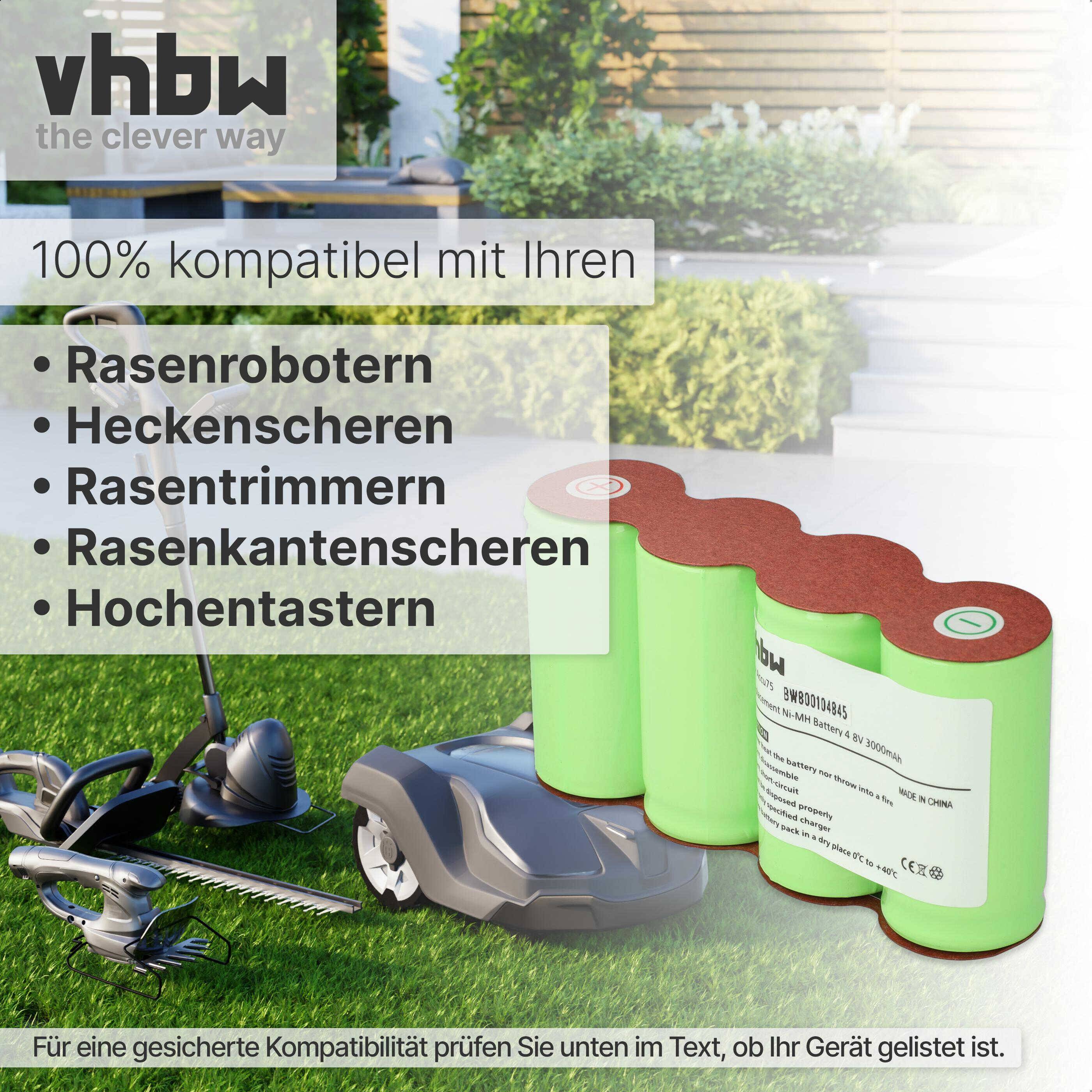 vhbw Akku kompatibel mit Vileda Ultramat Electro System Wischeimer, Bodenwischer und weieren Geräten - Ersatzakku (3000mAh, 4,8V, NiMH)