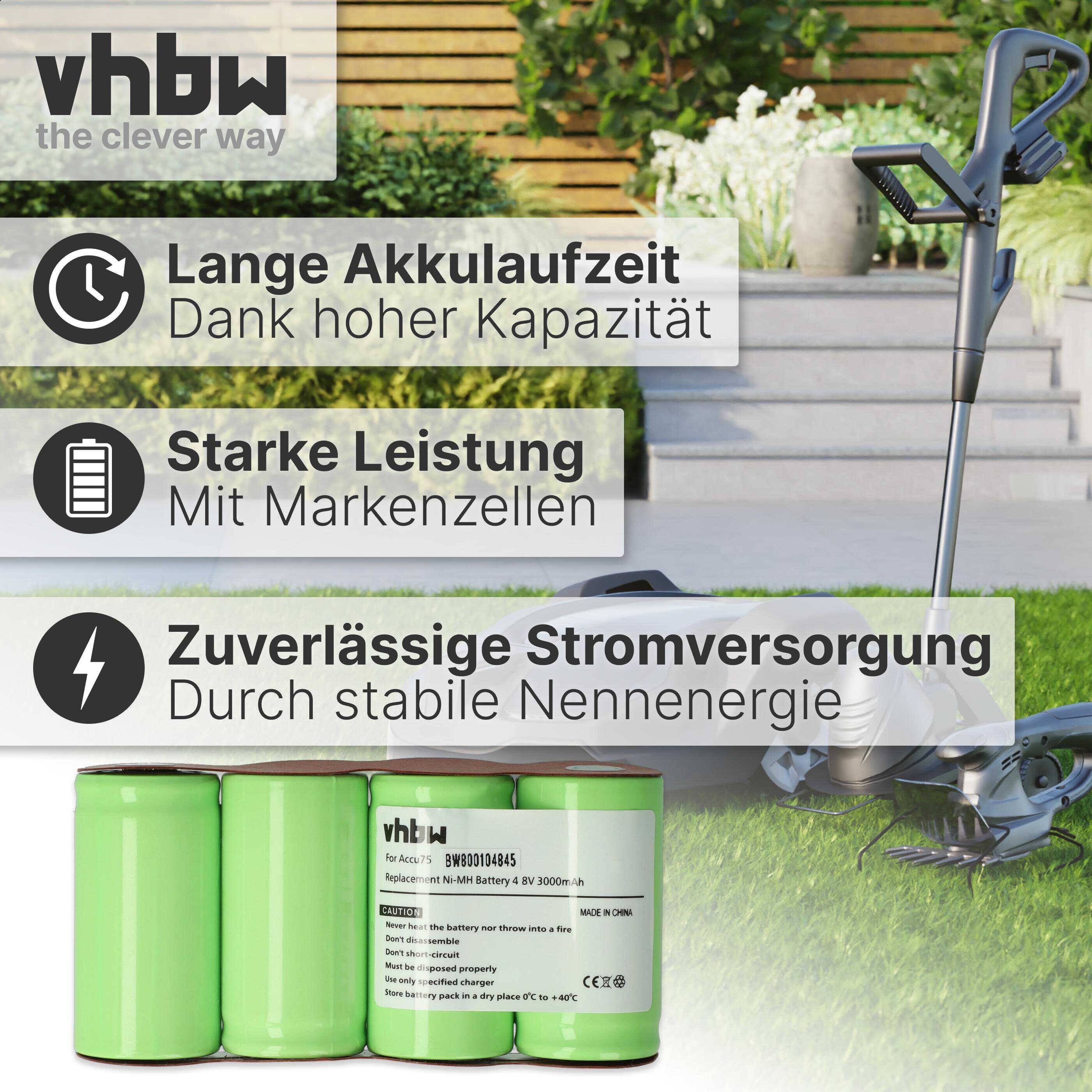 vhbw Akku kompatibel mit Vileda Ultramat Electro System Wischeimer, Bodenwischer und weieren Geräten - Ersatzakku (3000mAh, 4,8V, NiMH)