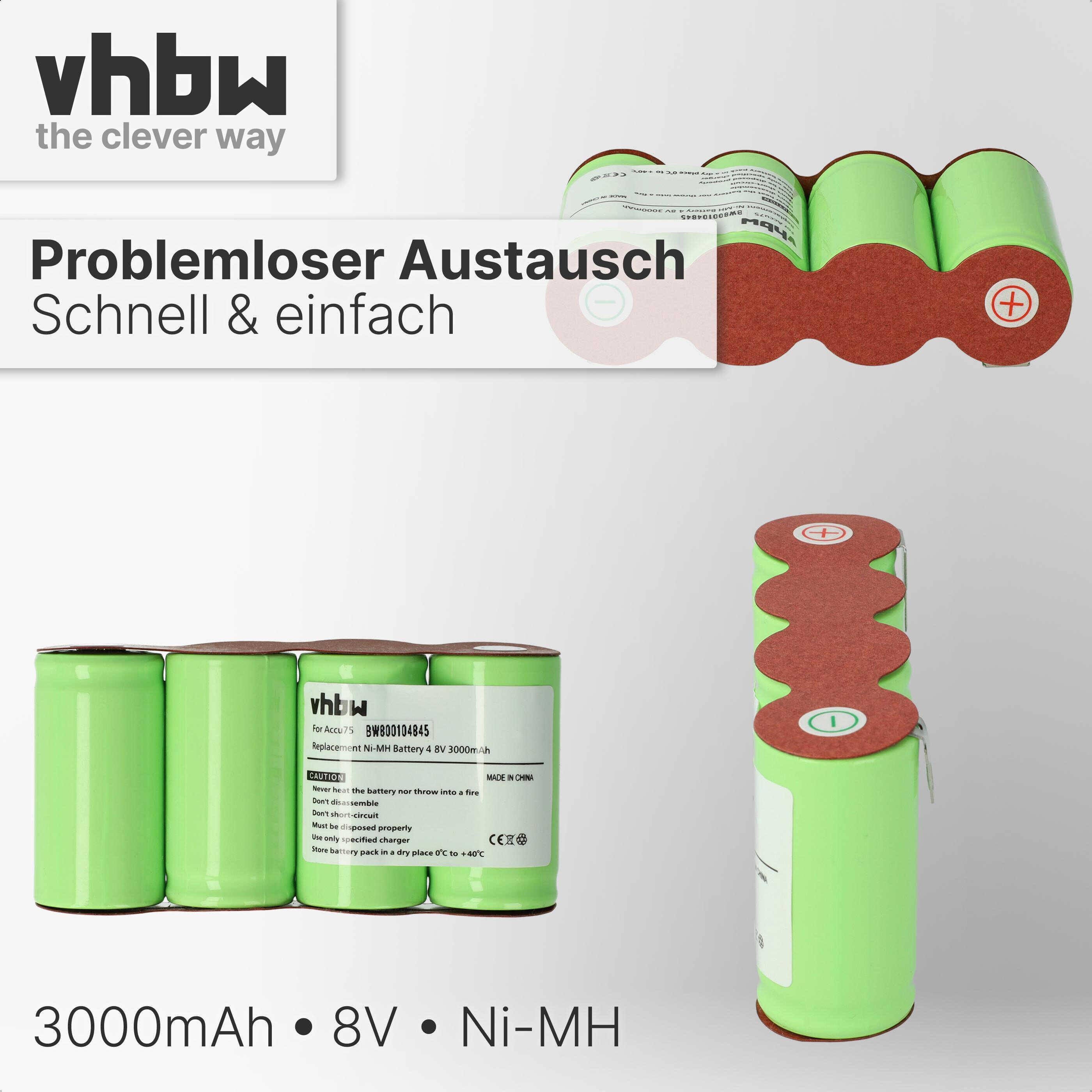 vhbw Akku kompatibel mit AEG AG64x, AG 64 x Grasschere, Strauchschere | (3000mAh, 4,8V, NiMH) - Ersatz für 1.680.100.00, Accu75, 4006043048