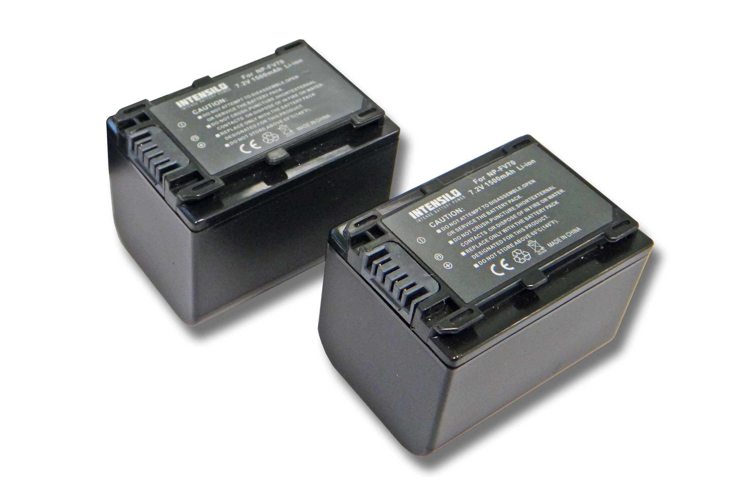 INTENSILO 2x Li-Ion Akku 1500mAh (7.2V) kompatibel mit Videokamera Camcorder Sony NEX-VG30EB, NEX-VG30EH, NEX-VG30H Ersatz für NP-FV70, NP-FV90