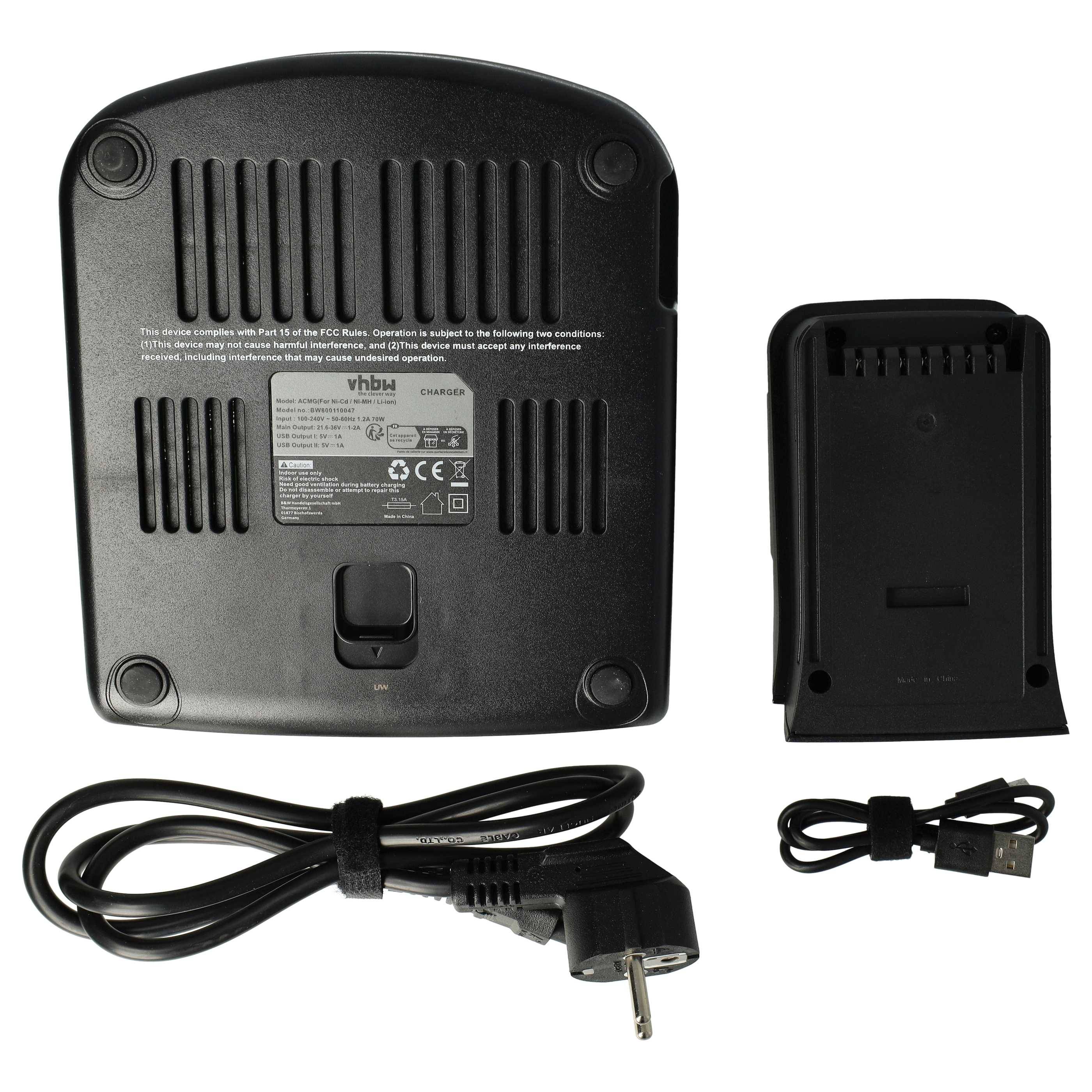 vhbw Ladegerät kompatibel mit Hilti SFC 22-A, SF 6H-A22, SF 8M-A22, SFD 22-A, SFH 22-A, SFL 24, SID 22-A Werkzeug Ni-Cd, NiMH-Akkus, 21,6V