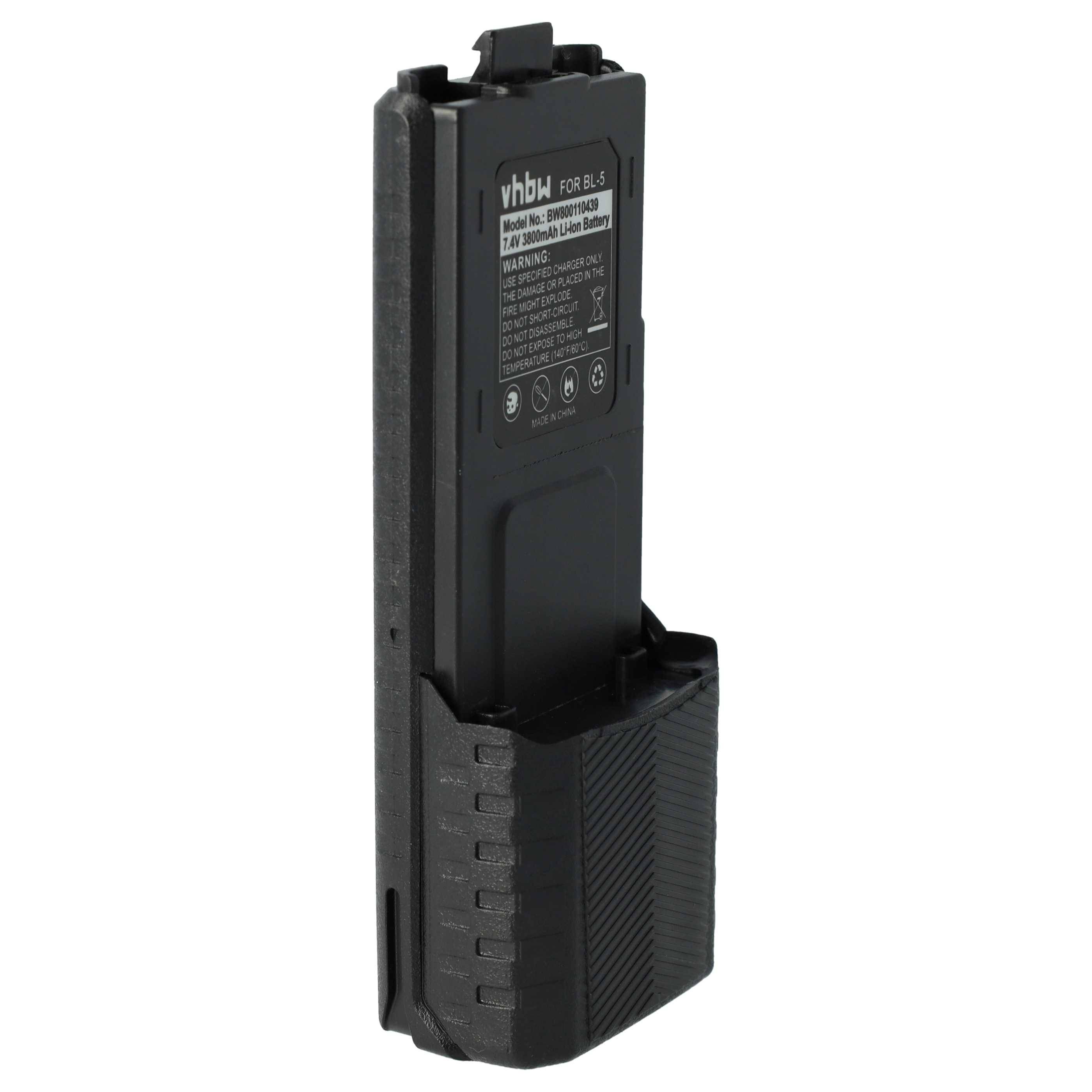 vhbw Akku kompatibel mit Baofeng UV-5R, BF-F8, UV-5RA, UV-5RE, BF-F9 Funkgerät, Walkie Talkie (3800 mAh, 7,4 V, Li-Ion)
