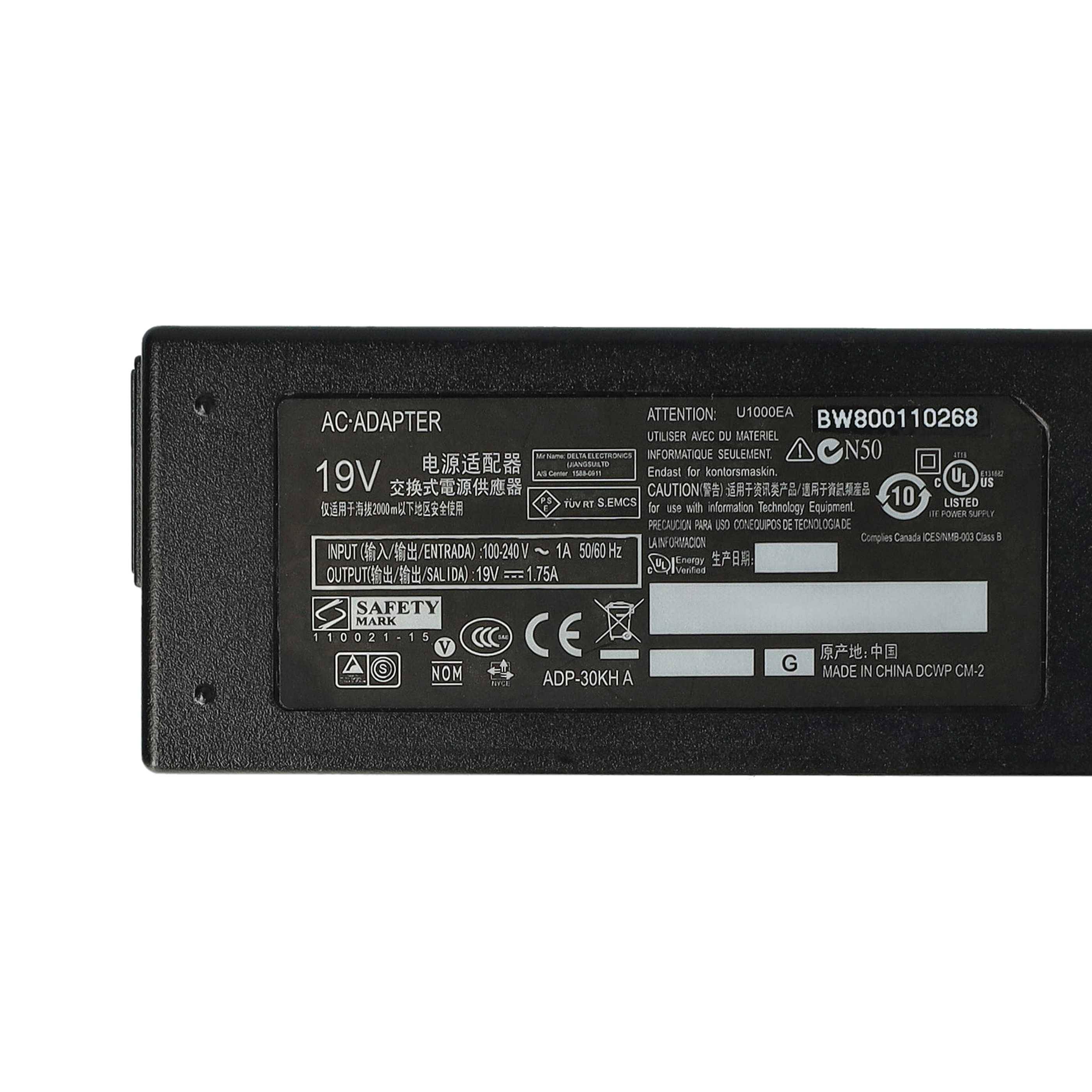 vhbw 1x Netzteil kompatibel mit Asus EeeBook F205, F205T, T100, T100TA, X205T, T100TAF, X205TA, F205TA, X205 Notebook, 33 W