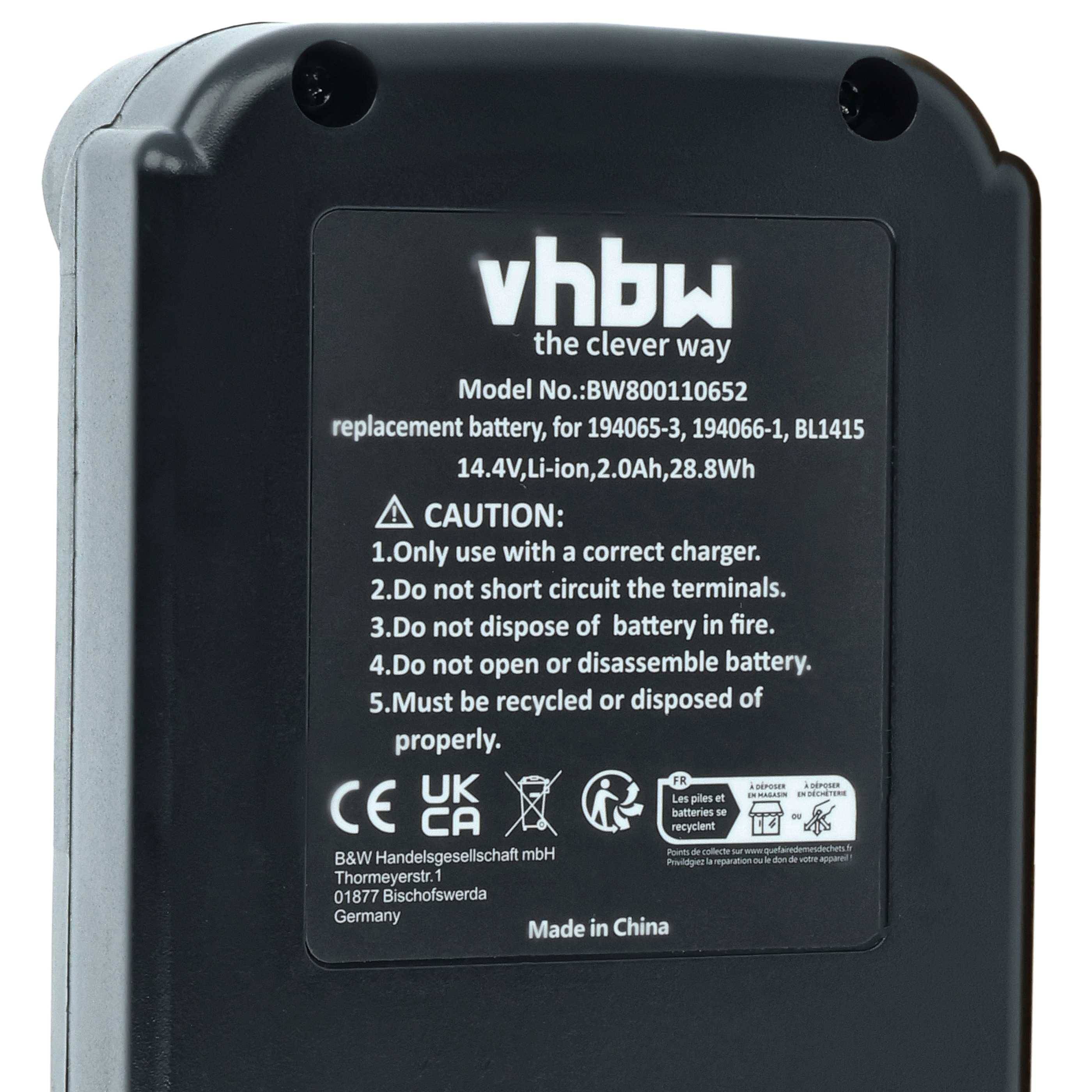 vhbw 3x Akku kompatibel mit Linder LST270, LST-270 Werkzeug (2000 mAh, Li-Ion, 14,4 V)