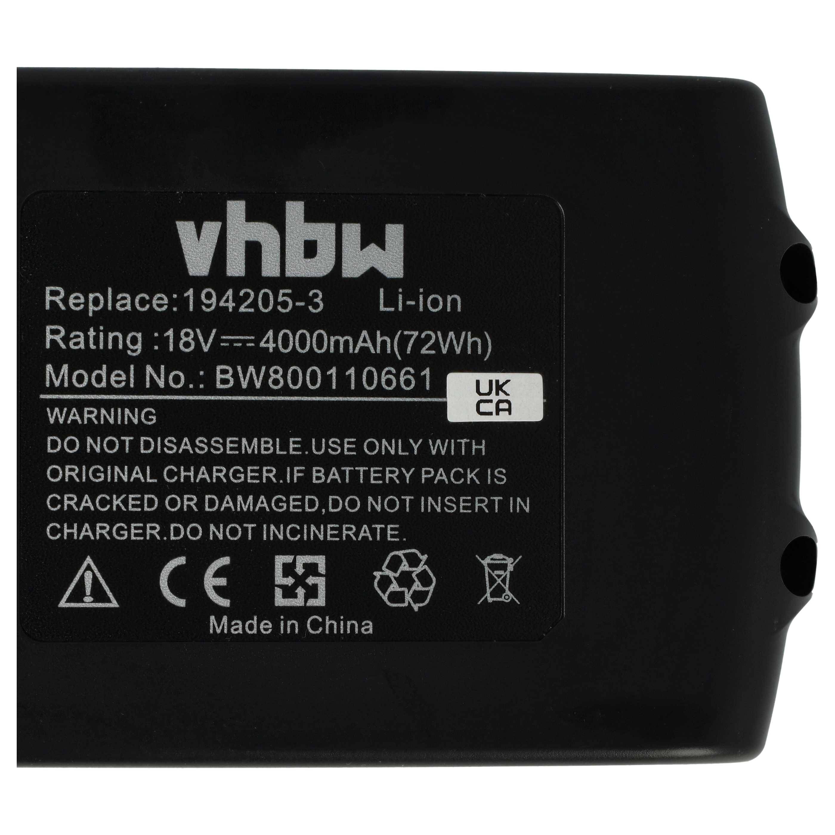 vhbw Akku kompatibel mit Makita DGA513ZJ, DGA514ZJU, DGA517ZJ, DGA518ZJU, DGD800, DGA512ZJU Werkzeug (4000 mAh, Li-Ion, 18 V)