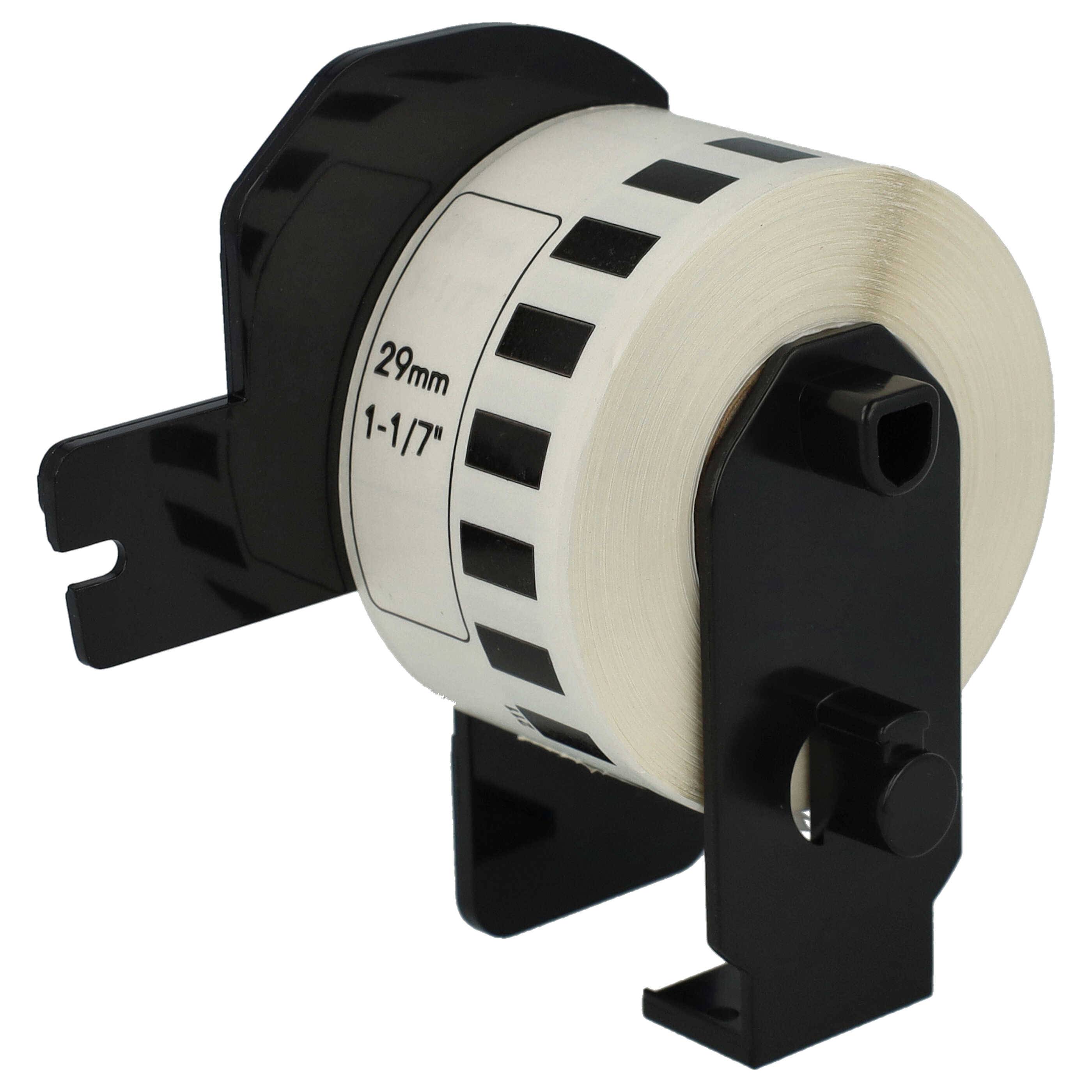 vhbw 5x Rolle mit Halter 29mm x 15,24m (1 Etikette) kompatibel mit Brother PT QL-500, QL-500A, QL500BS Drucker Weiß