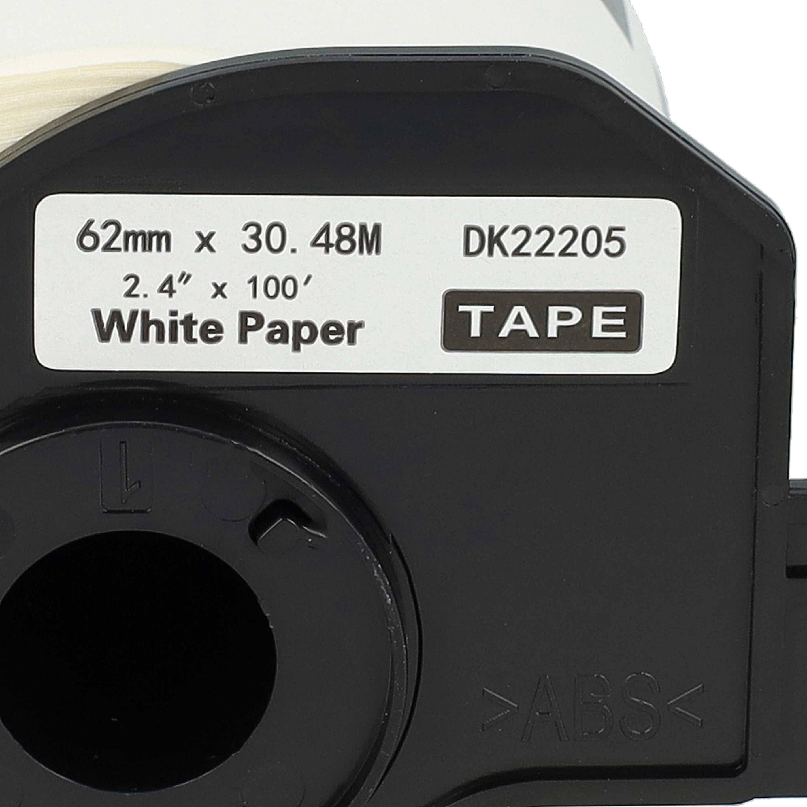 vhbw 10x Etiketten-Rolle mit Halter 62mm x 30,48m (1 Etikette) kompatibel mit Brother PT QL1060N, QL-500, QL-500A Etiketten-Drucker