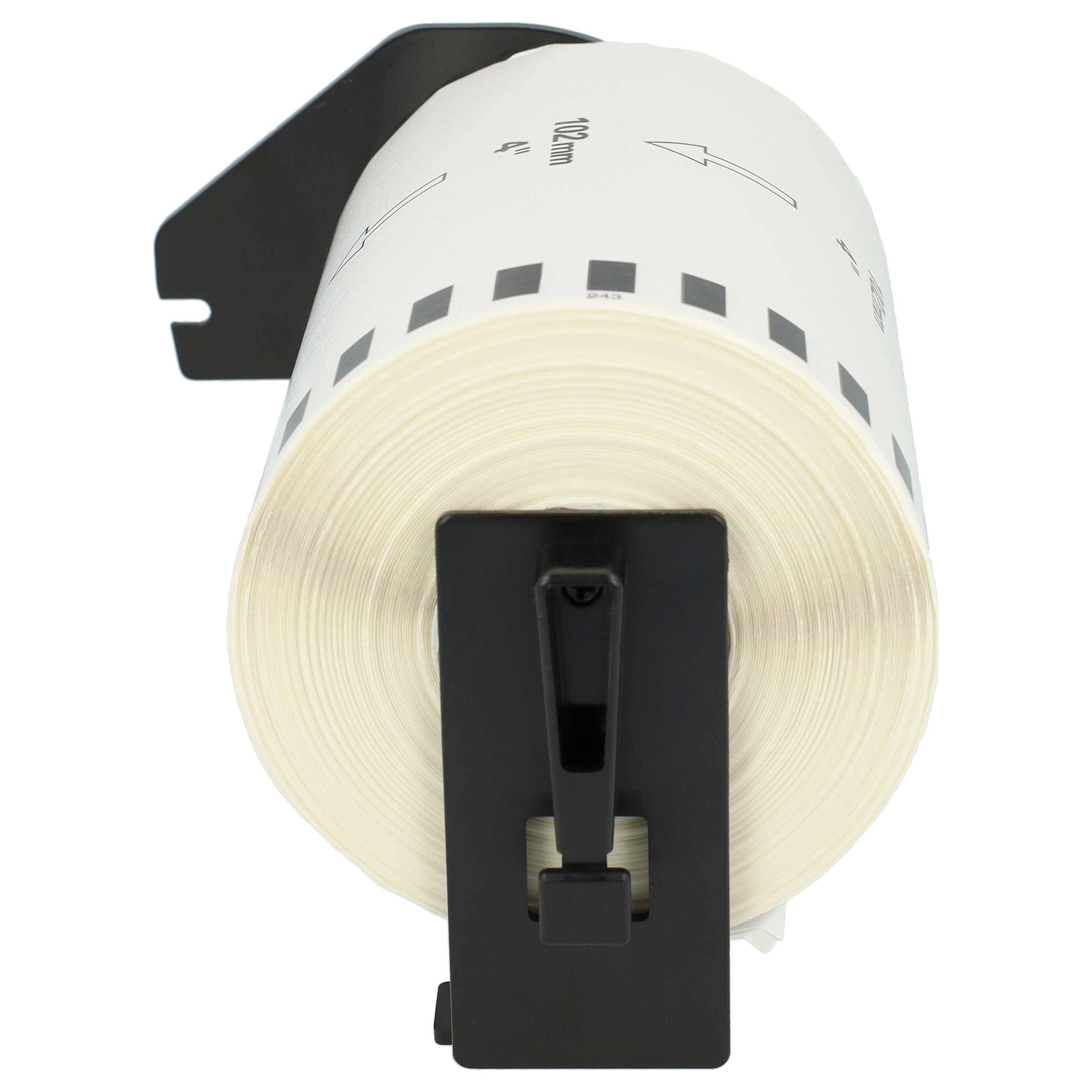 vhbw 10x Etiketten-Rolle mit Halter 102mm x 30,48m (1 Etikette) kompatibel mit Brother PT QL-710W, QL-720, QL-700, QL-710 Etiketten-Drucker