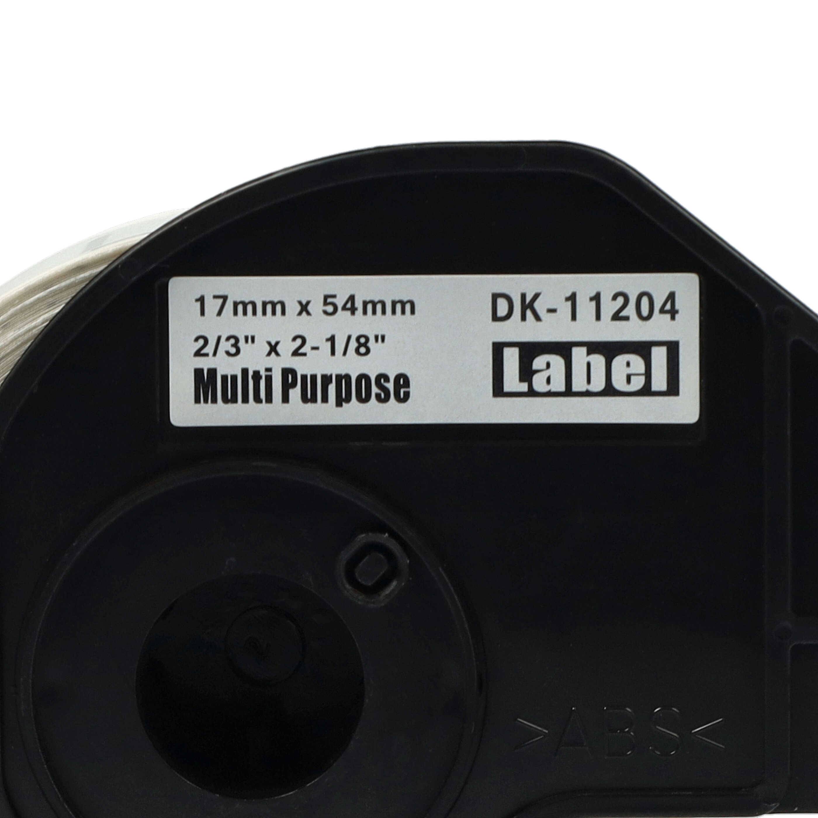 vhbw 10x Rolle mit Halter 17mm x 54mm (400 Etiketten) kompatibel mit Brother PT QL-550, QL-560, QL560VP, QL-570 Drucker Weiß