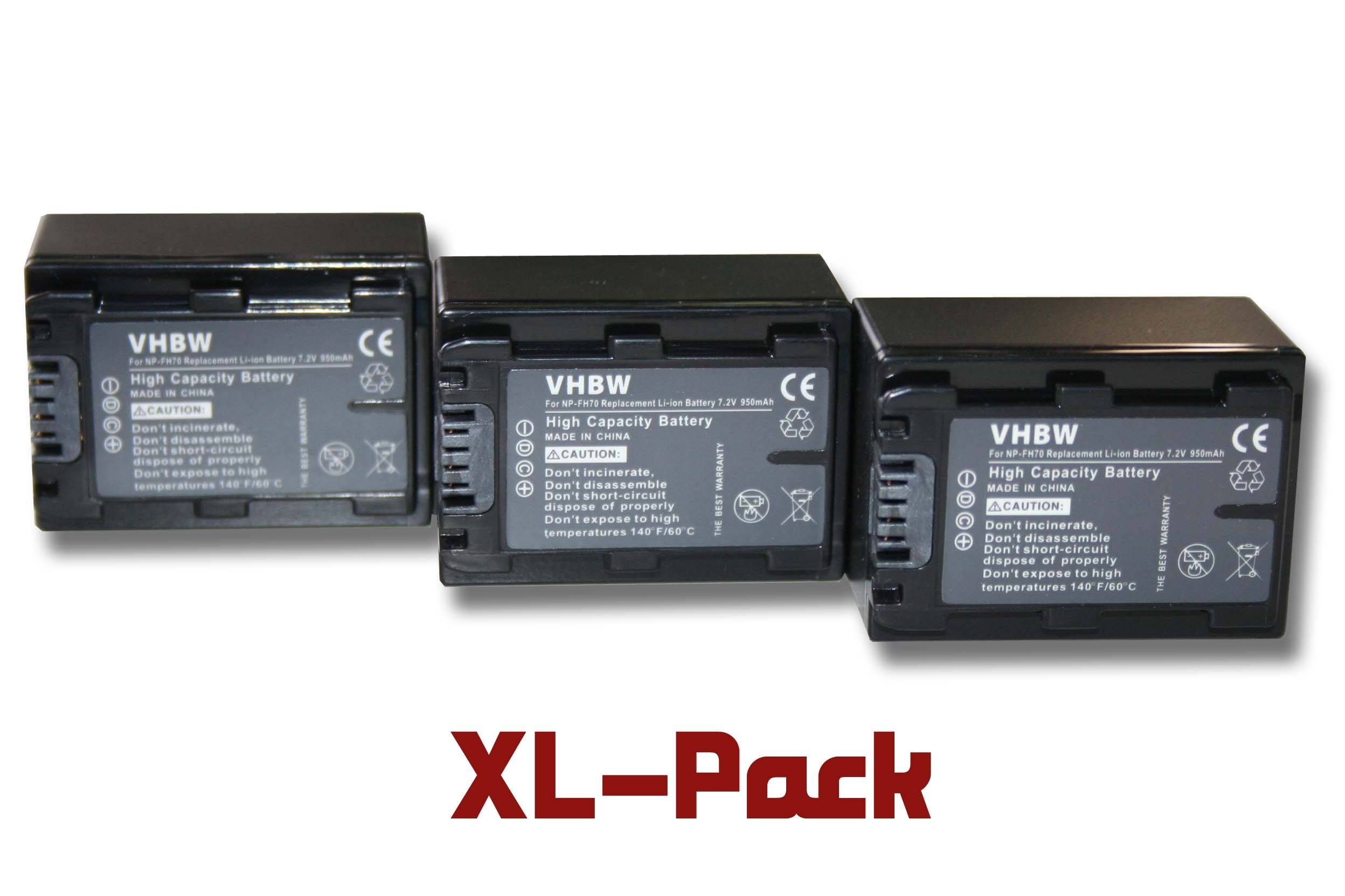 vhbw 3x Akku kompatibel mit Sony DCR-DVD115(E), DCR-DVD110(E), DCR-DVD150 Videokamera Camcorder (950 mAh, 7,2 V, Li-Ion) + Infochip