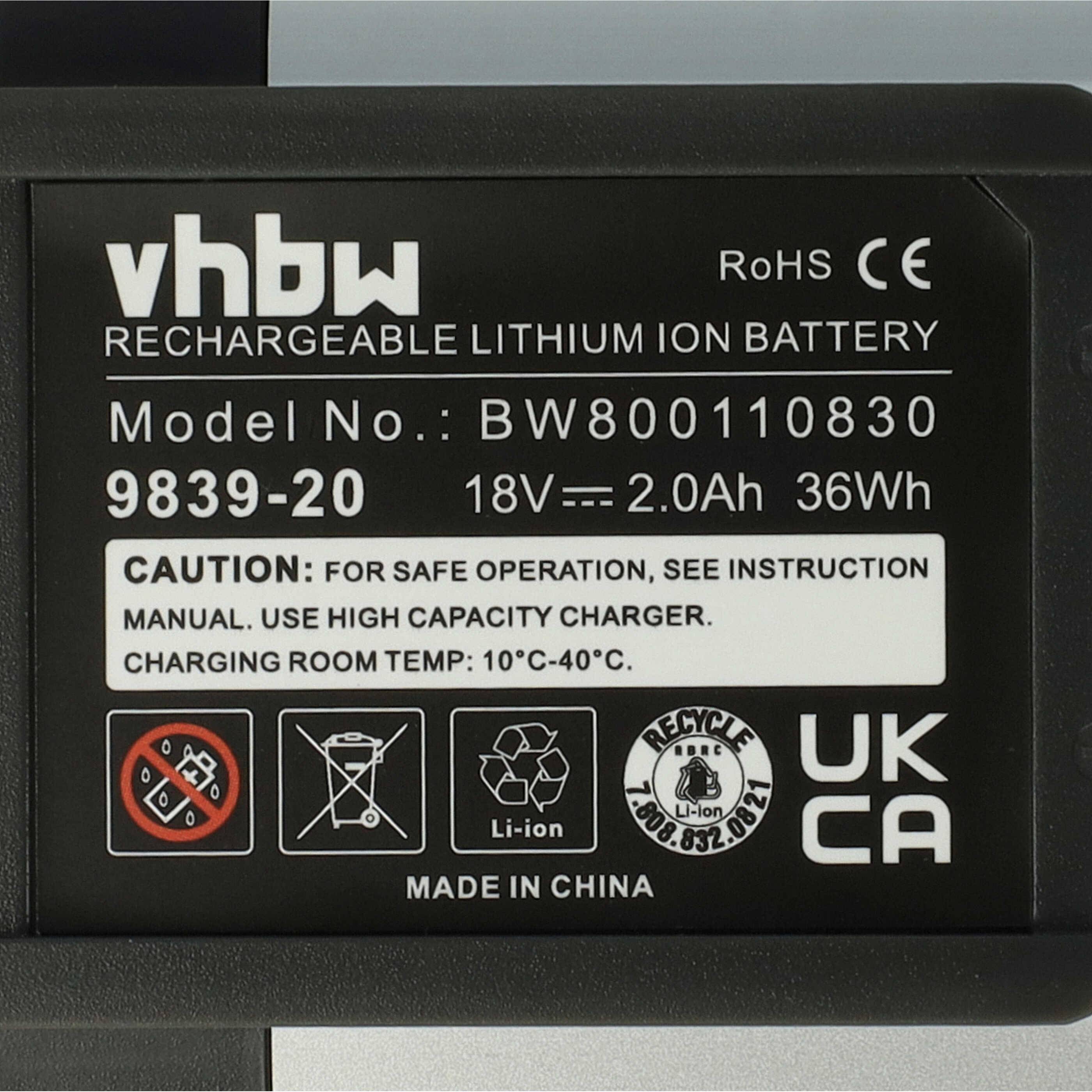 vhbw Akku kompatibel mit Gardena THS Li-18/42 (8881-20) Rasenmäher Grasschere, Strauchschere (2000mAh 18V Li-Ion)