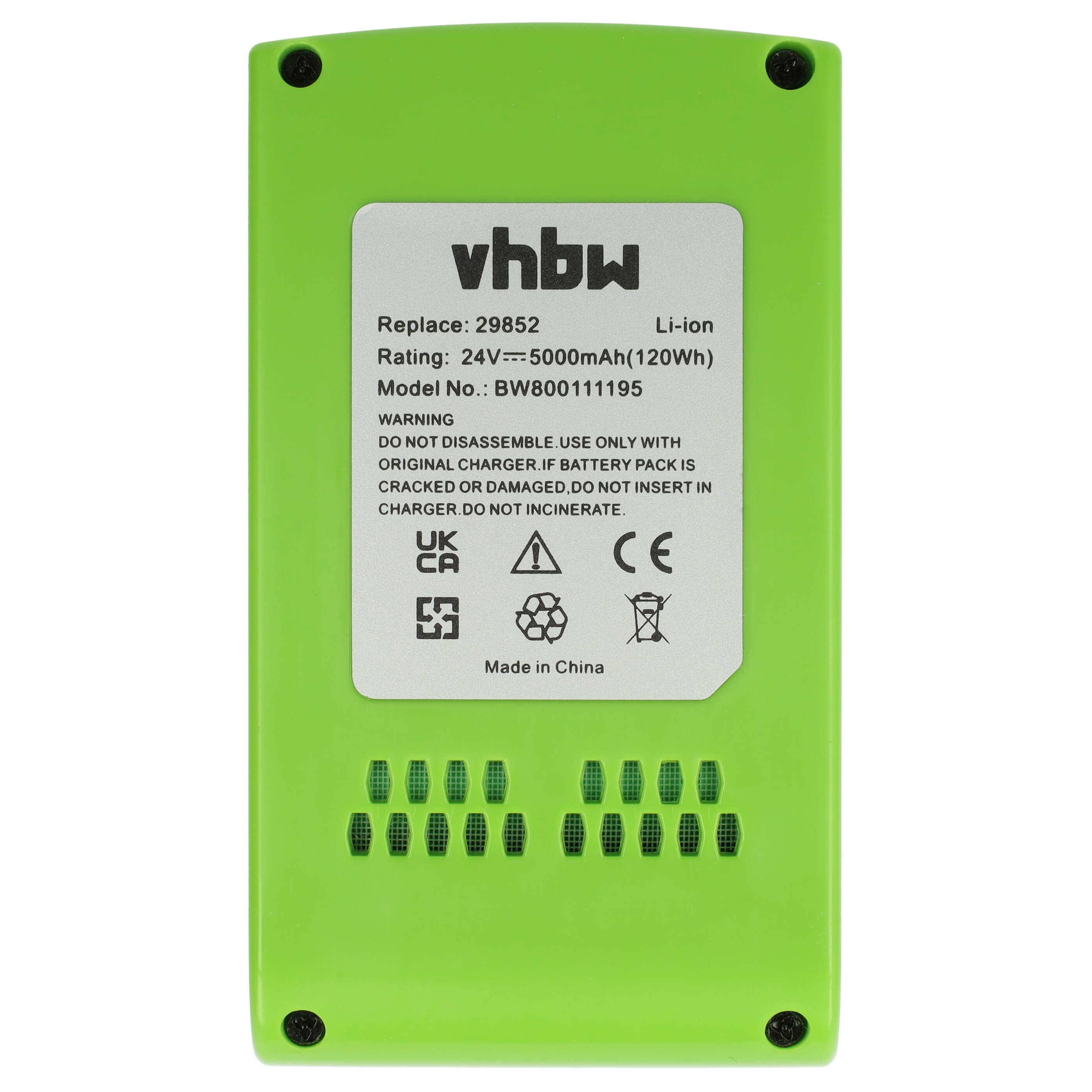vhbw Akku kompatibel mit Alpina BLA 24 Li, C 24 Li, H 24 Li, MT 24 Li, T 24 Li Elektrowerkzeug (5000 mAh, Li-Ion, 24 V)