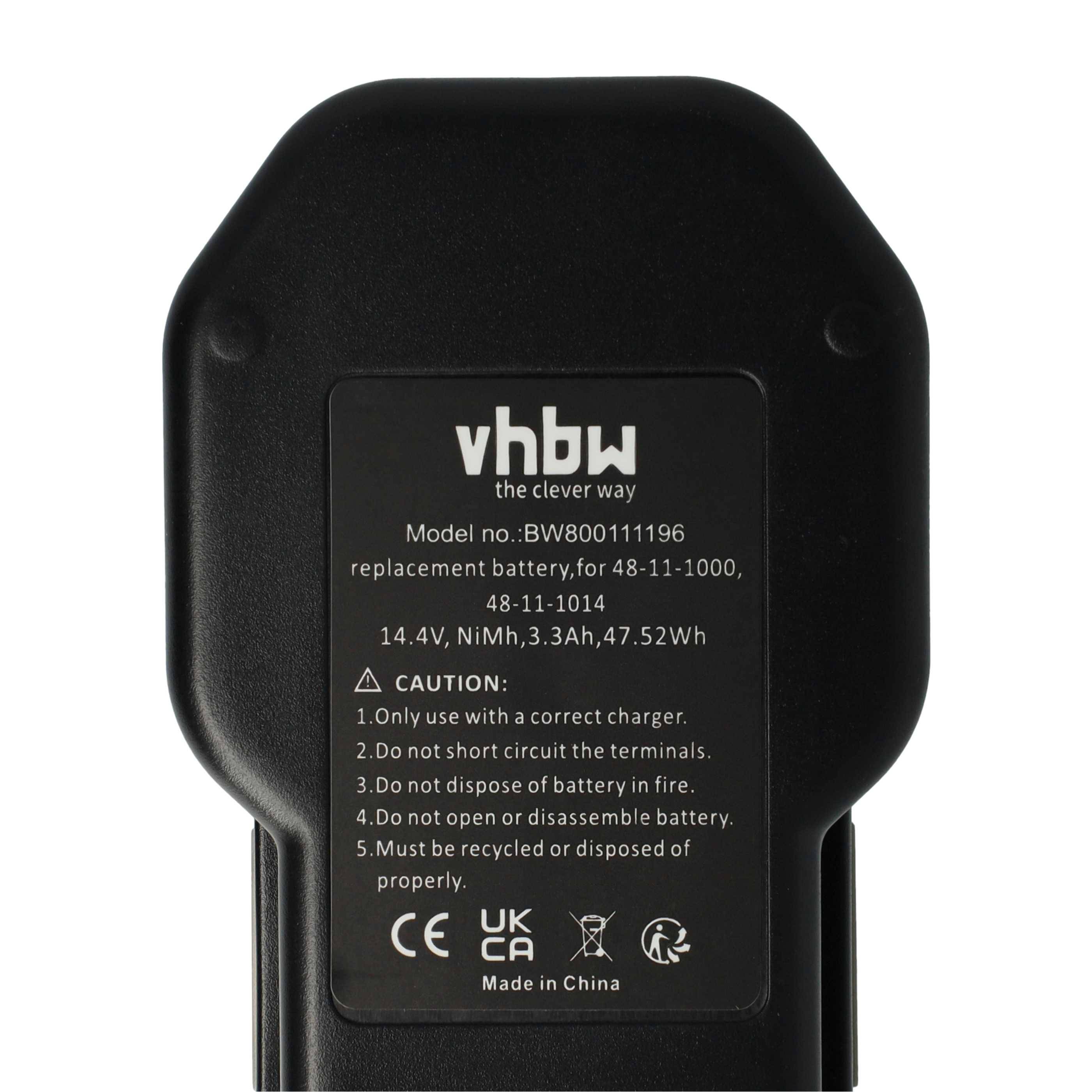 vhbw NiMH Akku 3300mAh (14.4V) kompatibel mit Elektro Werkzeug AEG BDSE 14 STX, BDSE 14 T Super, BDSE 14.4 T Super Torque Ersatz für 48-11-1000