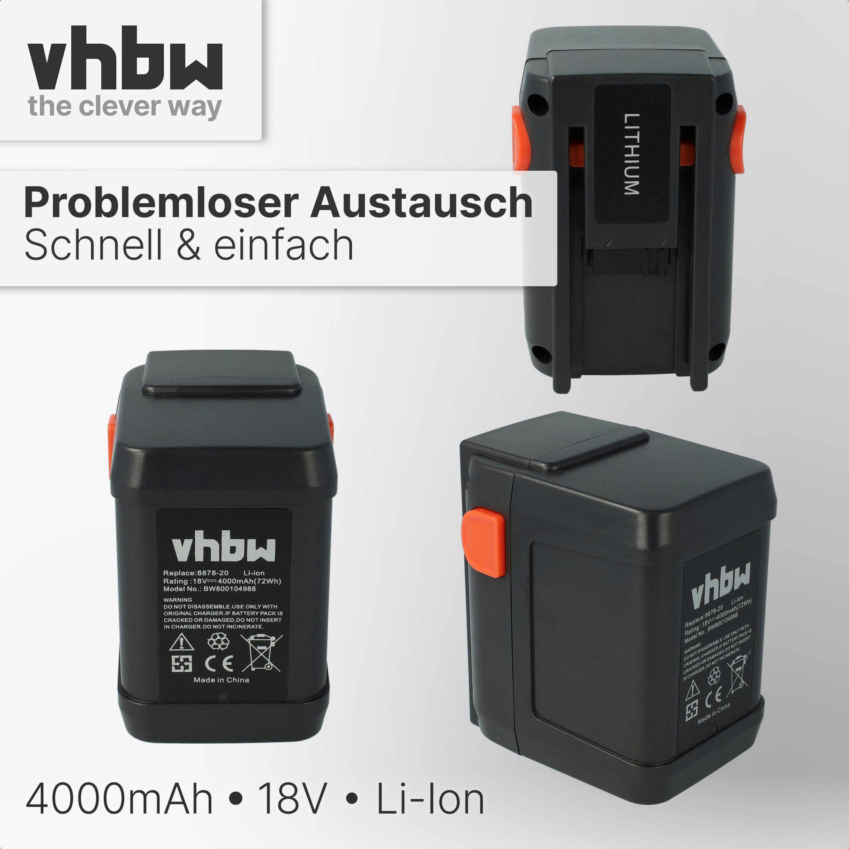 vhbw Sparset 2x Li-Ion Akku 4000mAh (18V) kompatibel mit Werkzeuge Gardena Heckenschere Ergocut 48 Ersatz für 8835-U, 8835-20, 8839, 8839-20.