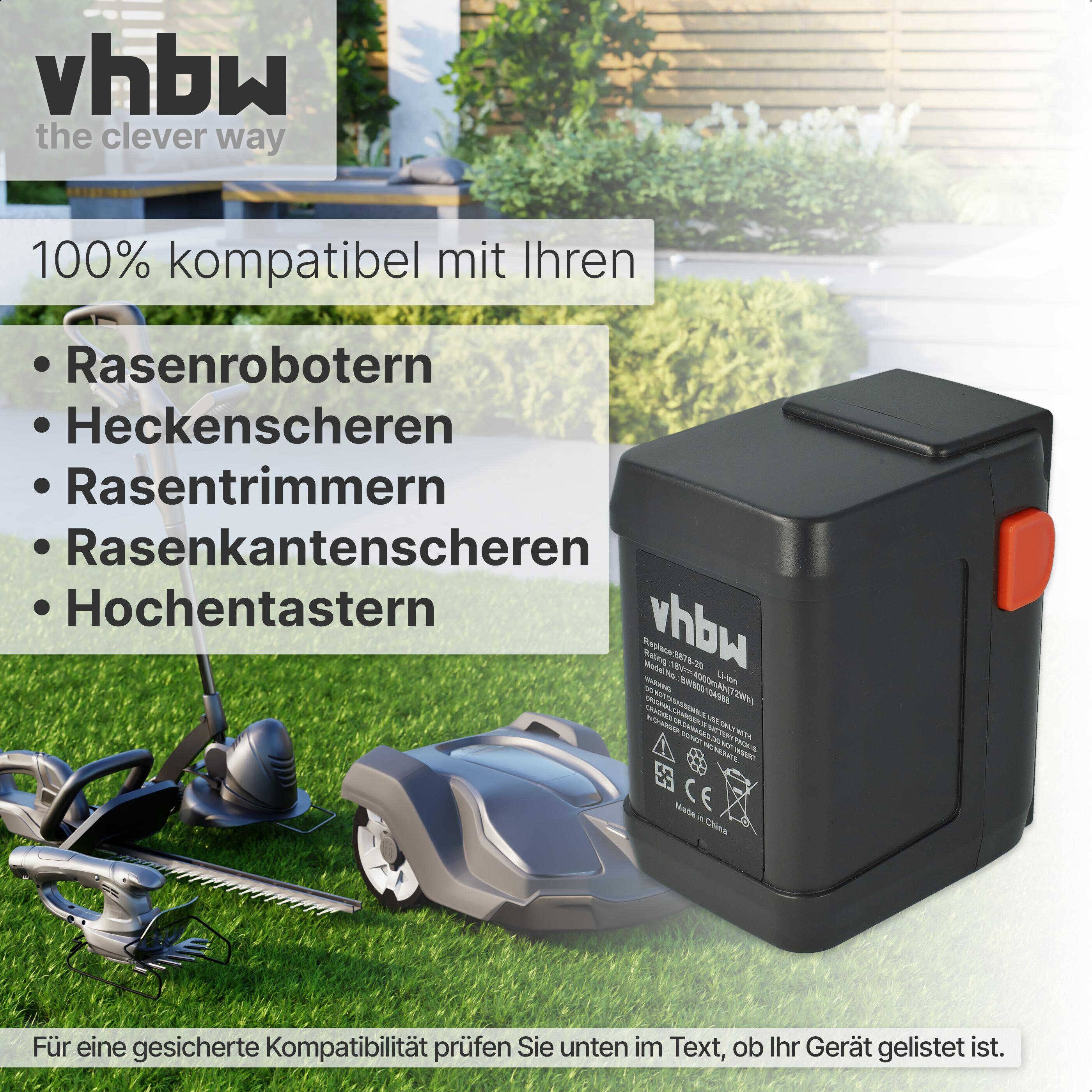 vhbw 3x Akku kompatibel mit Gardena Heckenschere EasyCut 50-Li (8873-20) Grasschere, Strauchschere (4000mAh, 18V, Li-Ion)