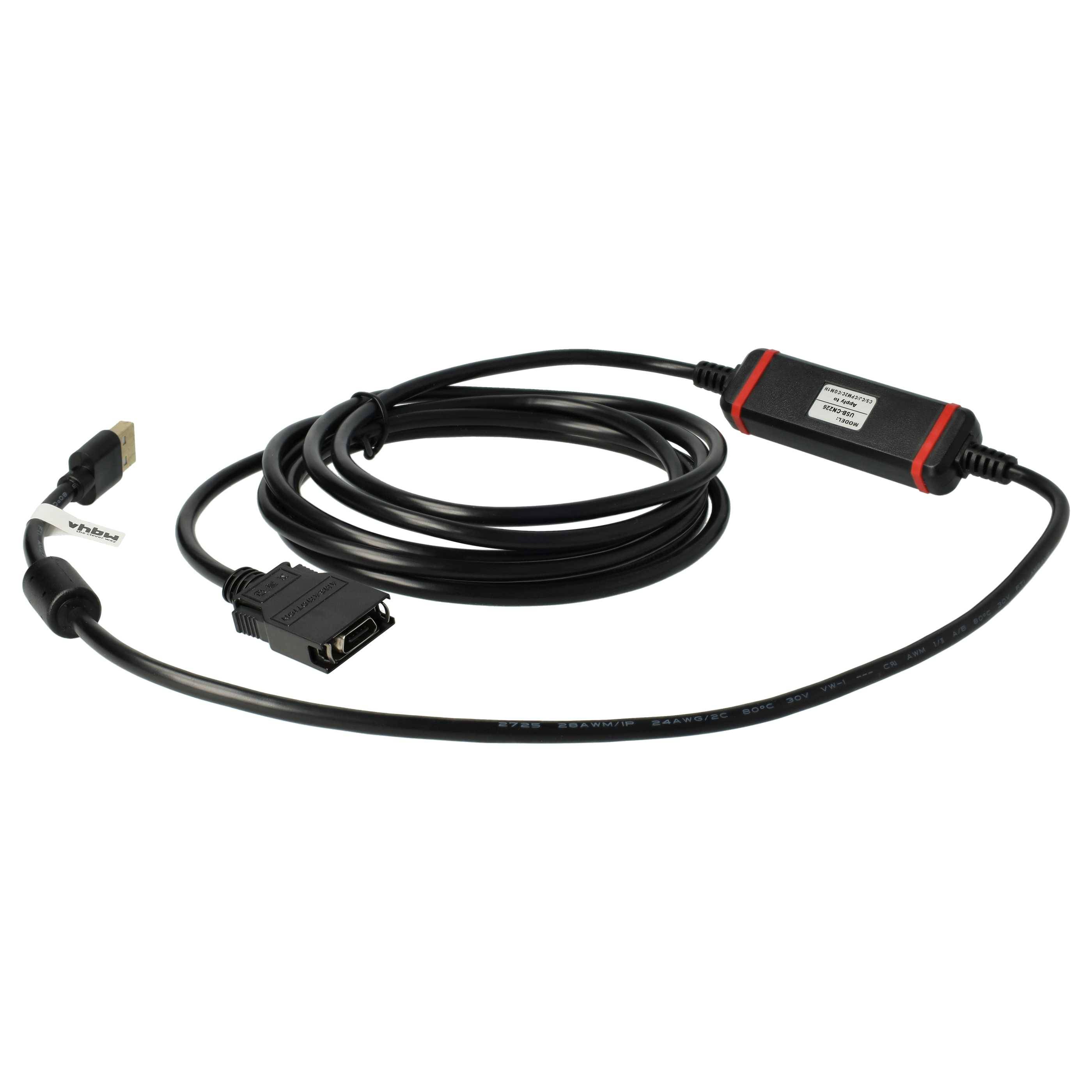 vhbw USB Programmierkabel kompatibel mit Omron CS, CPM2C, CQM1H, CJ Funkgerät, schwarz - ERSATZ FÜR CS1W-CN226, CS1W-CS114, USB-CN226