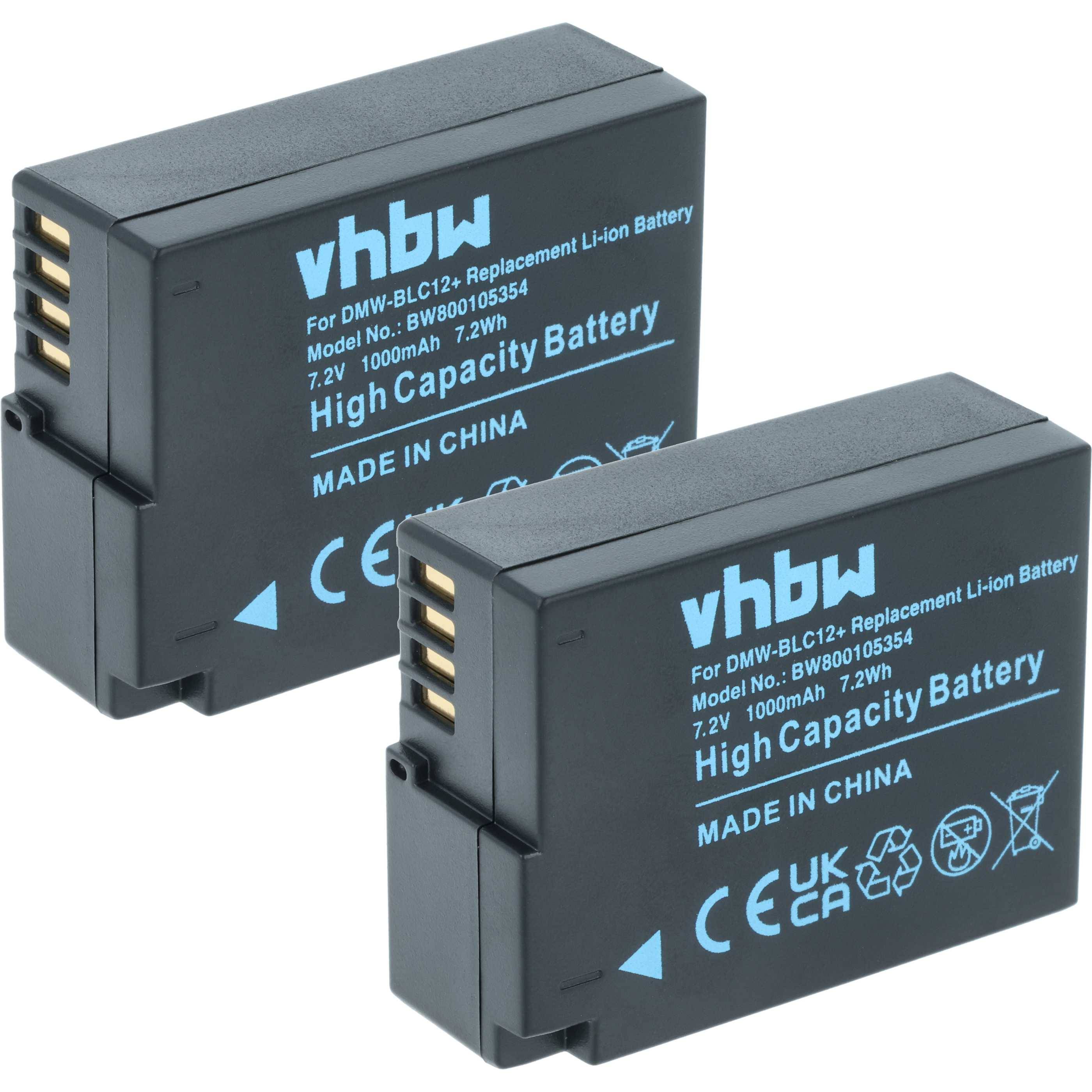 vhbw 2x Akku kompatibel mit Panasonic Lumix DMC-G70, DMC-G70H, DMC-G7, DMC-G70K Kamera (1000 mAh, 7,2 V, Li-Ion), Infochip