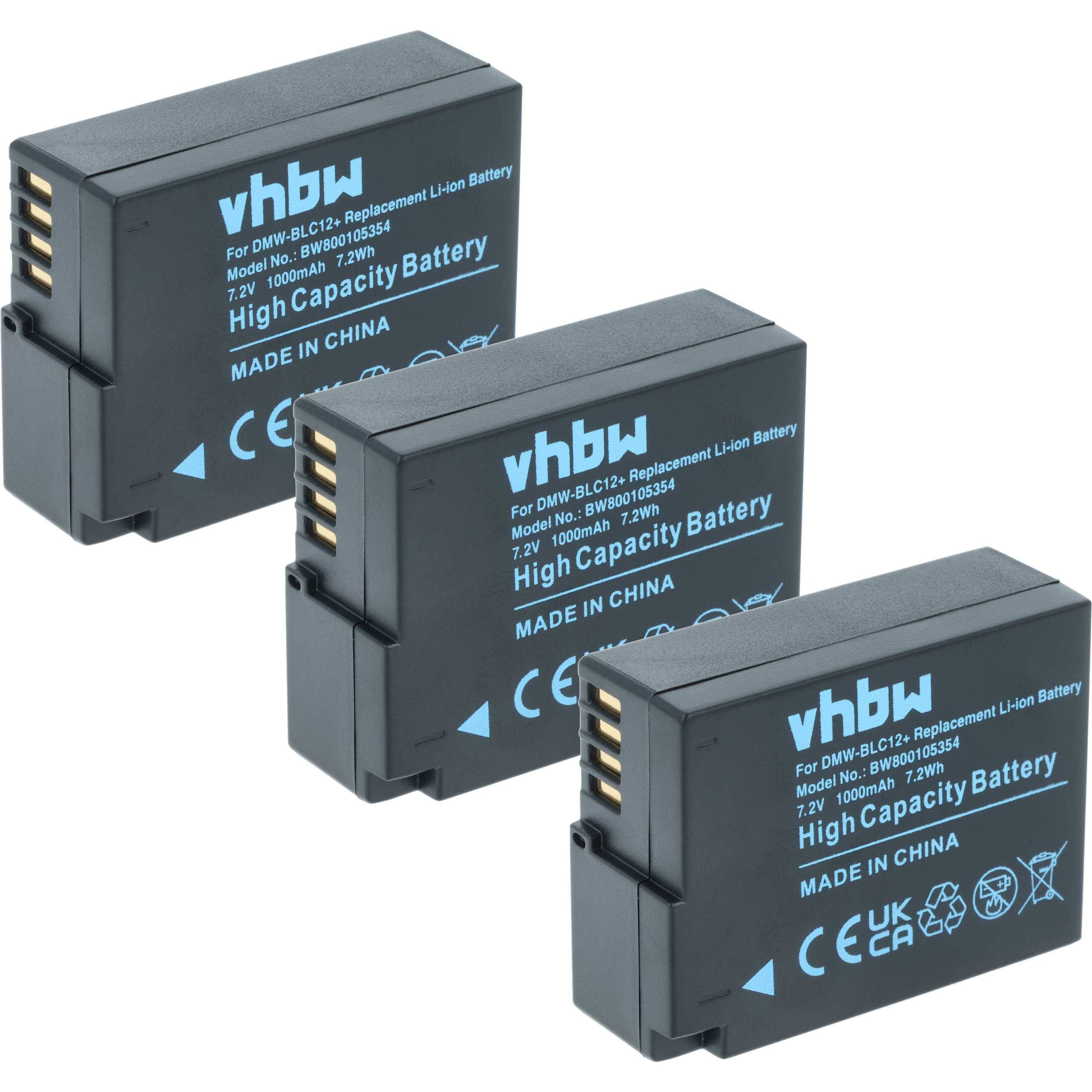 vhbw 3x Akku kompatibel mit Panasonic Lumix DMC-G5K, DMC-FZ300, DMC-FZ330, DMC-G5 Kamera (1000 mAh, 7,2 V, Li-Ion), Infochip