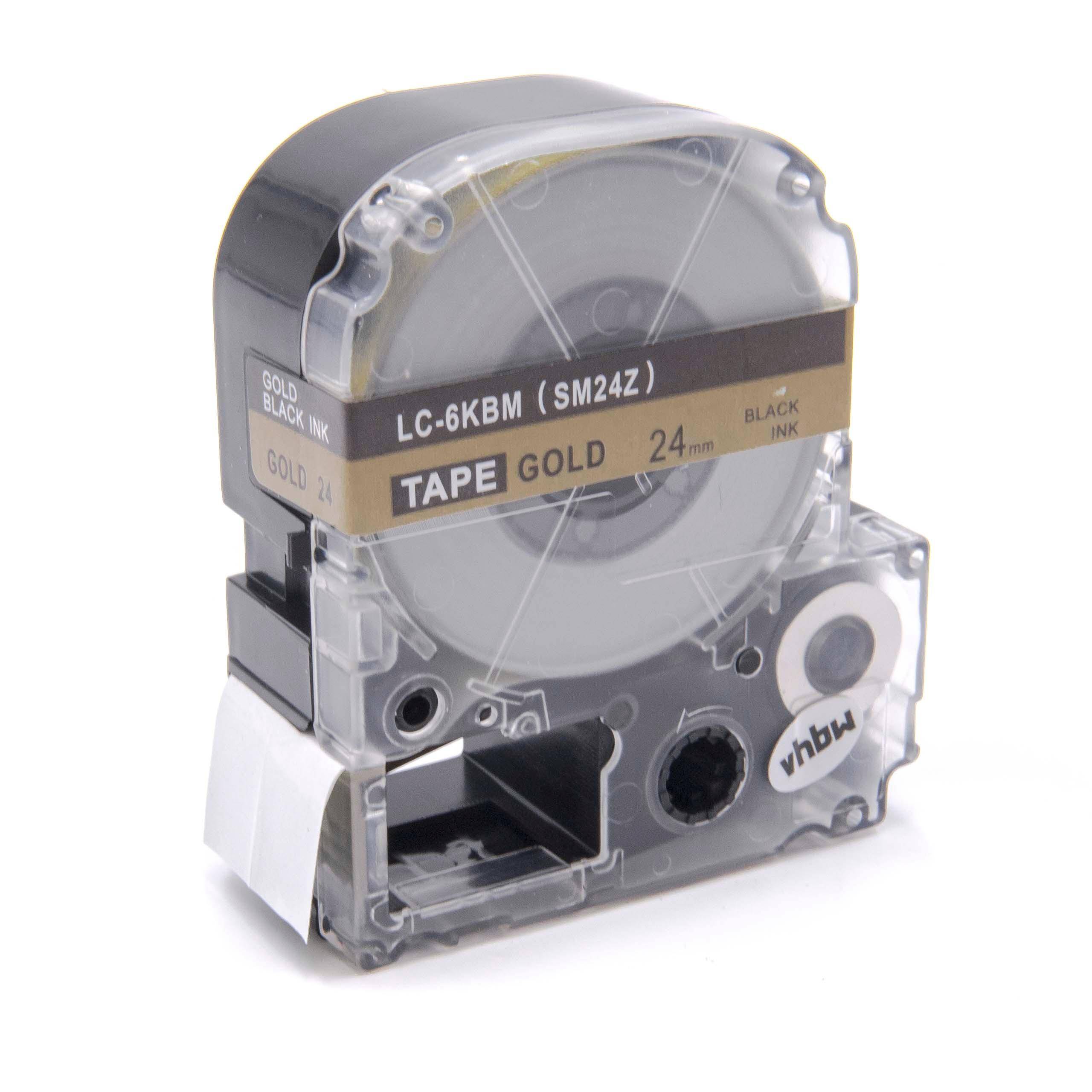 vhbw Schriftband-Kassette kompatibel mit KingJim SR530 | SR550, SR3900C, SR530C, SR3900P, SR6700D, SR330 Etiketten-Drucker 8m x 24mm Schwarz auf
