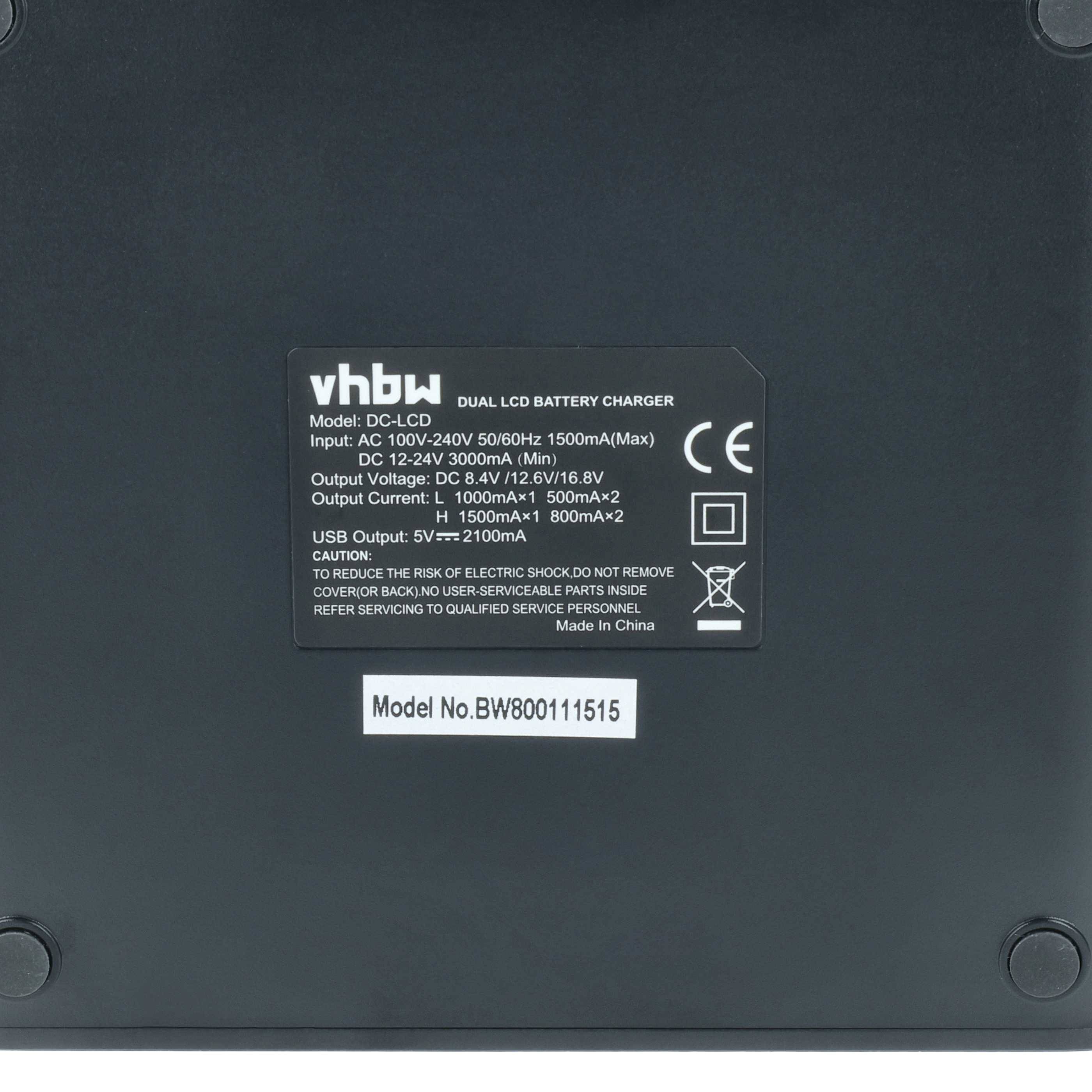 vhbw' Ladegerät-Etikett mit Eingangsspannung 100-240V, Ausgangsspannung 12V/24V, CE-Konformitätskennzeichen, Modellnummer BW800111515, hergestellt in China.