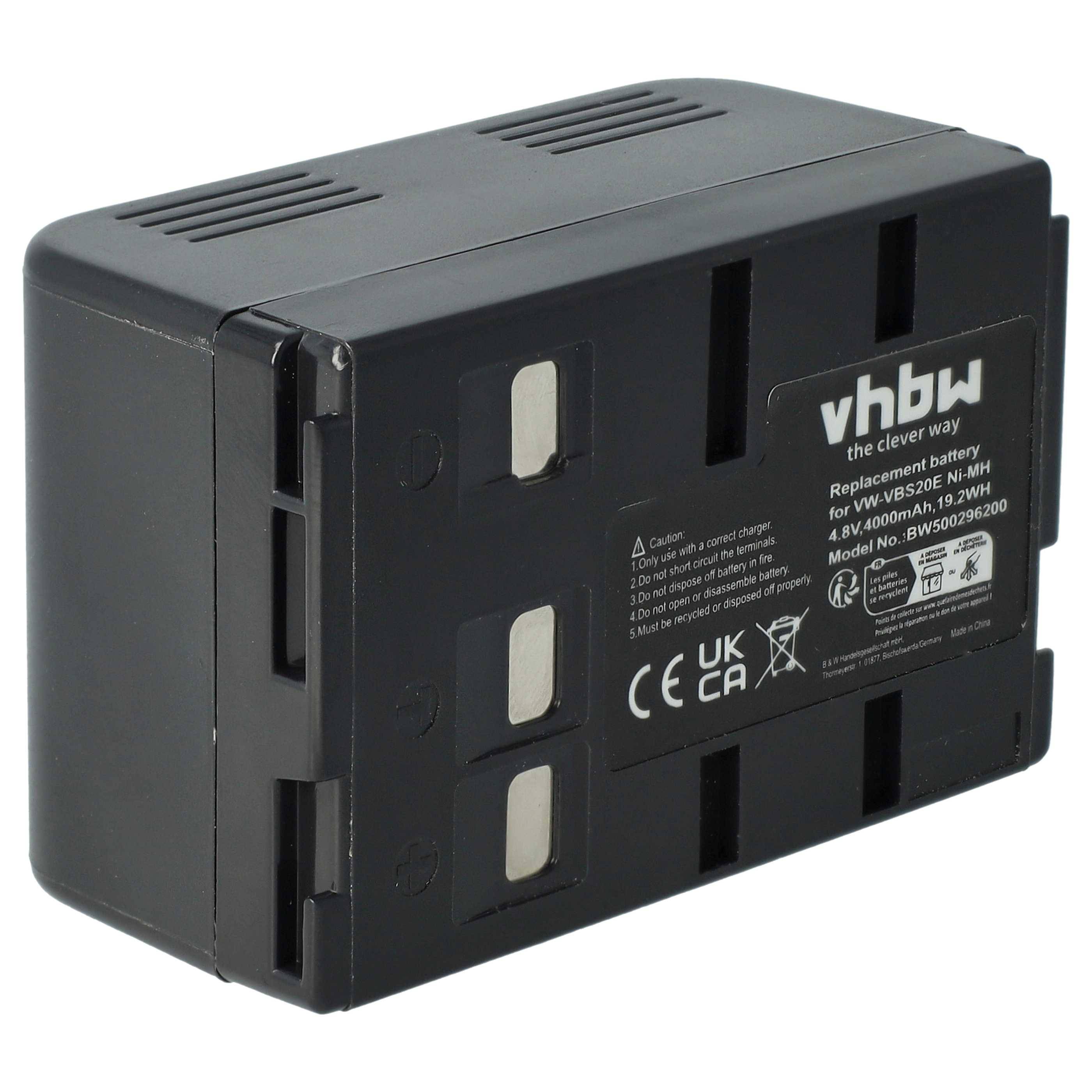 vhbw Akku kompatibel mit Panasonic NV-R50E, NV-RX11EG, NV-R65E, NV-R500EW, NV-R500EN, NV-RX1EG Videokamera Camcorder (4000 mAh, 4,8 V, NiMH)