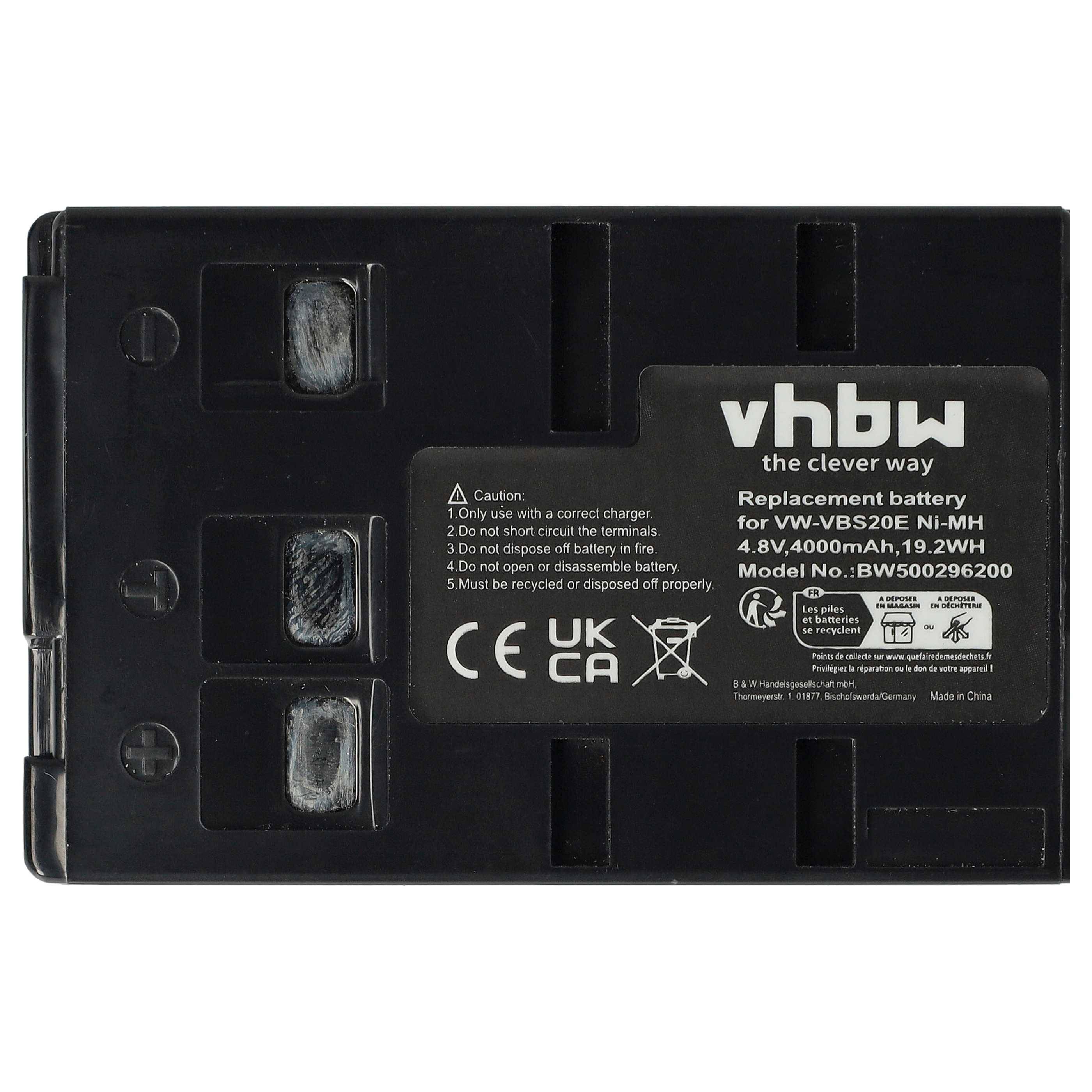 vhbw Akku kompatibel mit Panasonic NV-S950PN, NV-S88E, NV-S85E, NV-S99, NV-S850EN, NV-S850 Videokamera Camcorder (4000 mAh, 4,8 V, NiMH)