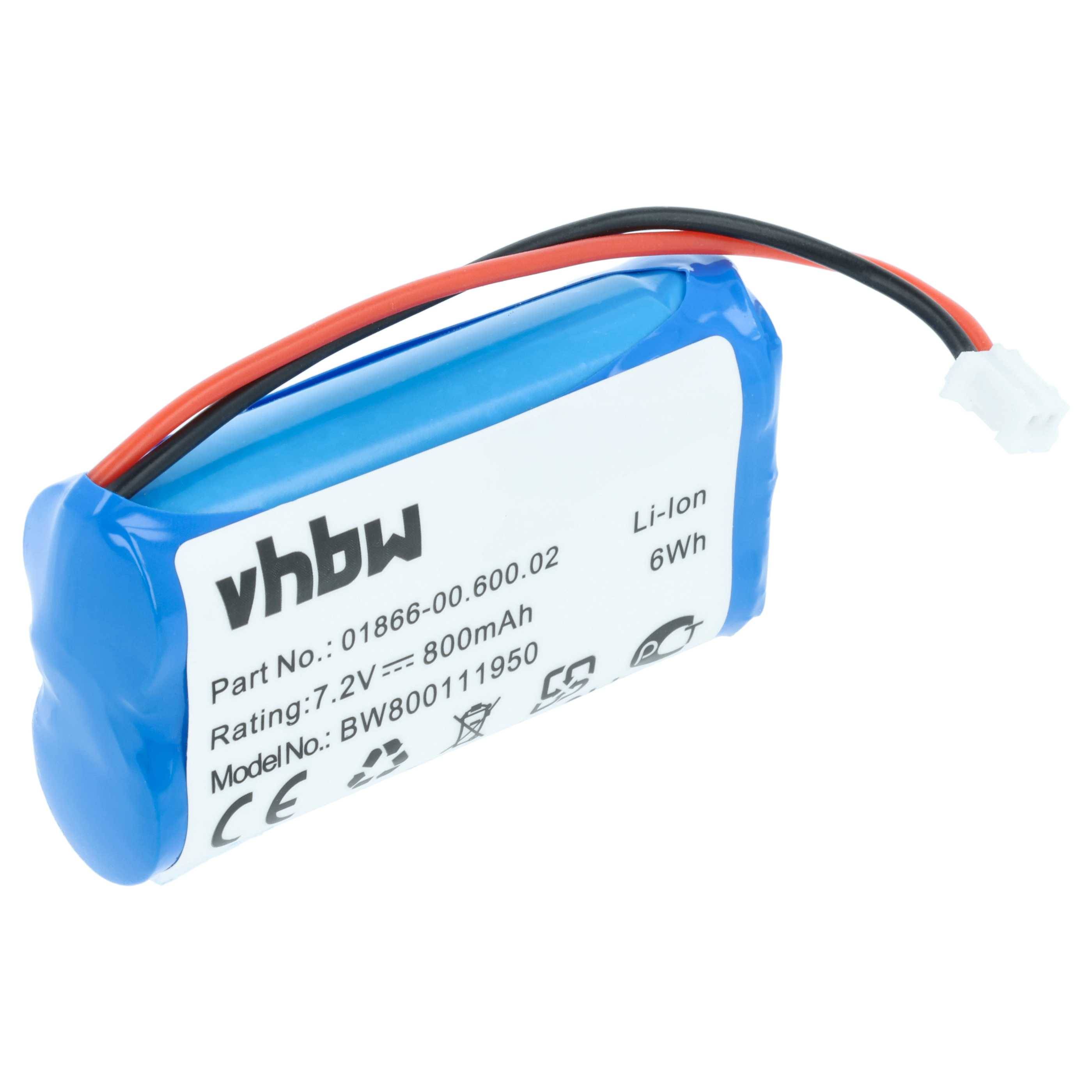 vhbw Li-Ion Akku, 6Wh, 7,2V, 800mAh. Teilenummer: 01866-00.600.02, Modell: BW800111950.