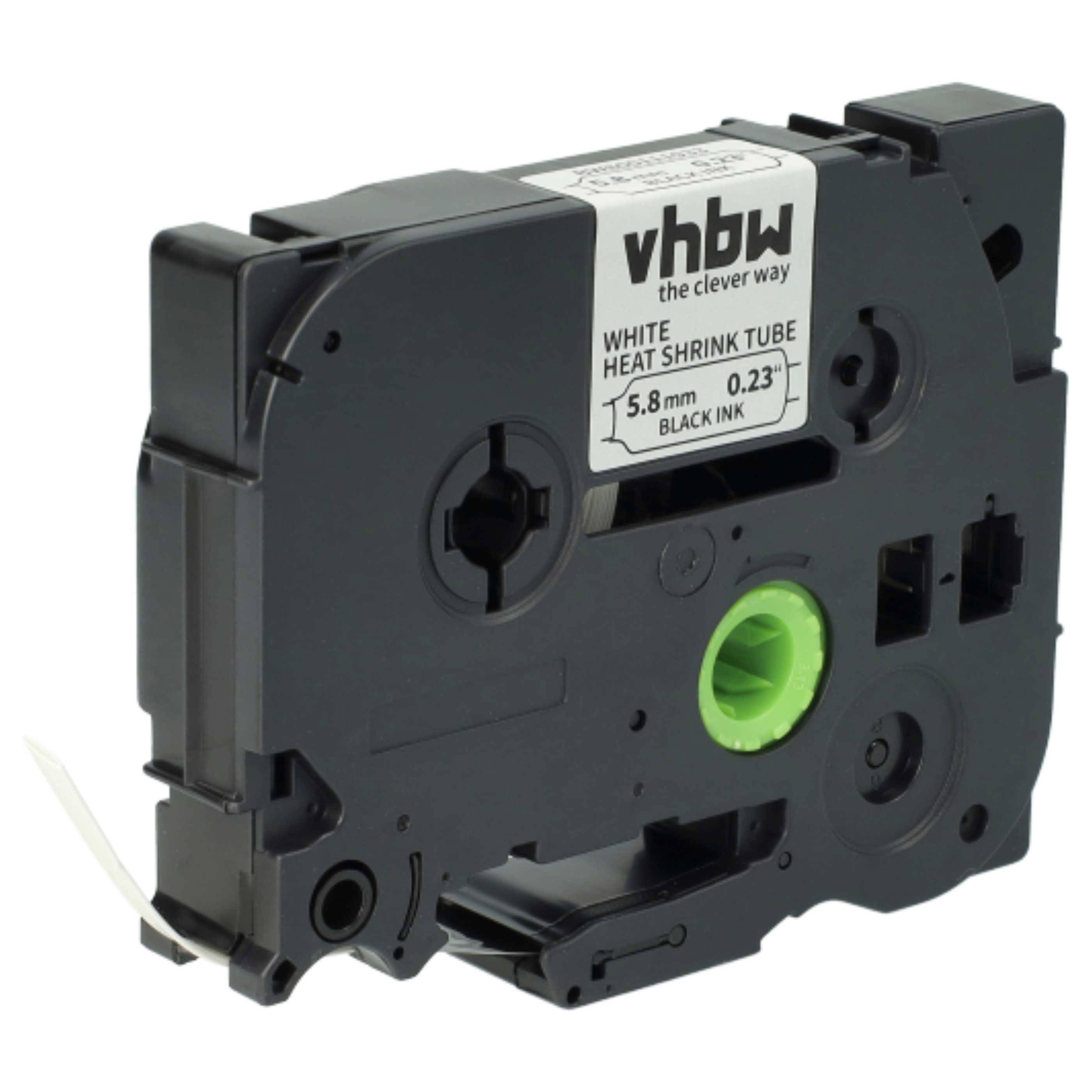 vhbw Schriftband-Kassette kompatibel mit Brother P-Touch PT-H300LI Etiketten-Drucker 1,5m x 5,8mm Schwarz auf Weiß, Schrumpfschlauch-Kassette