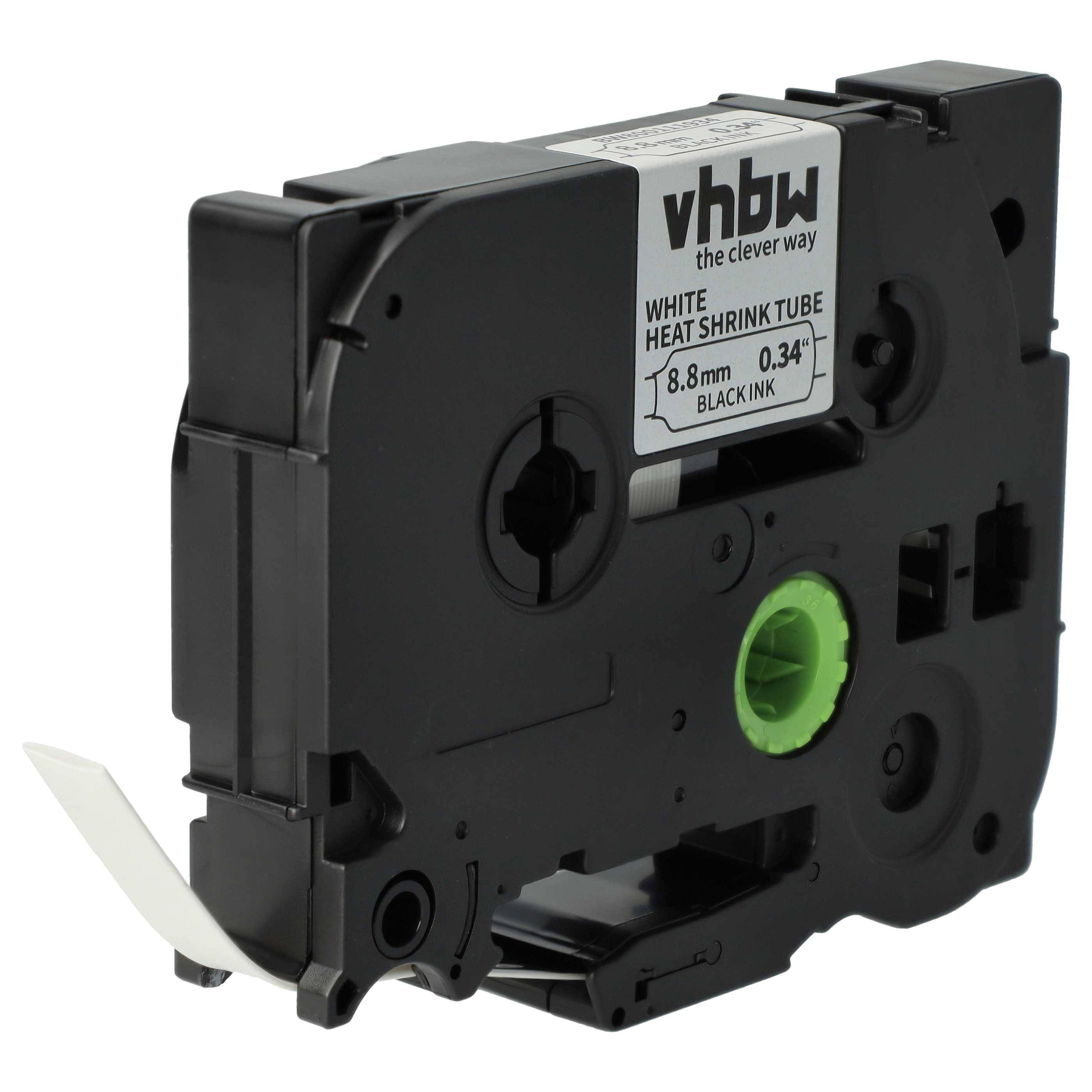 vhbw Schriftband-Kassette kompatibel mit Brother P-Touch H500LI, PT-P700 Etiketten-Drucker Schwarz auf Weiß, Schrumpfschlauch-Kassette, 8,8 mm