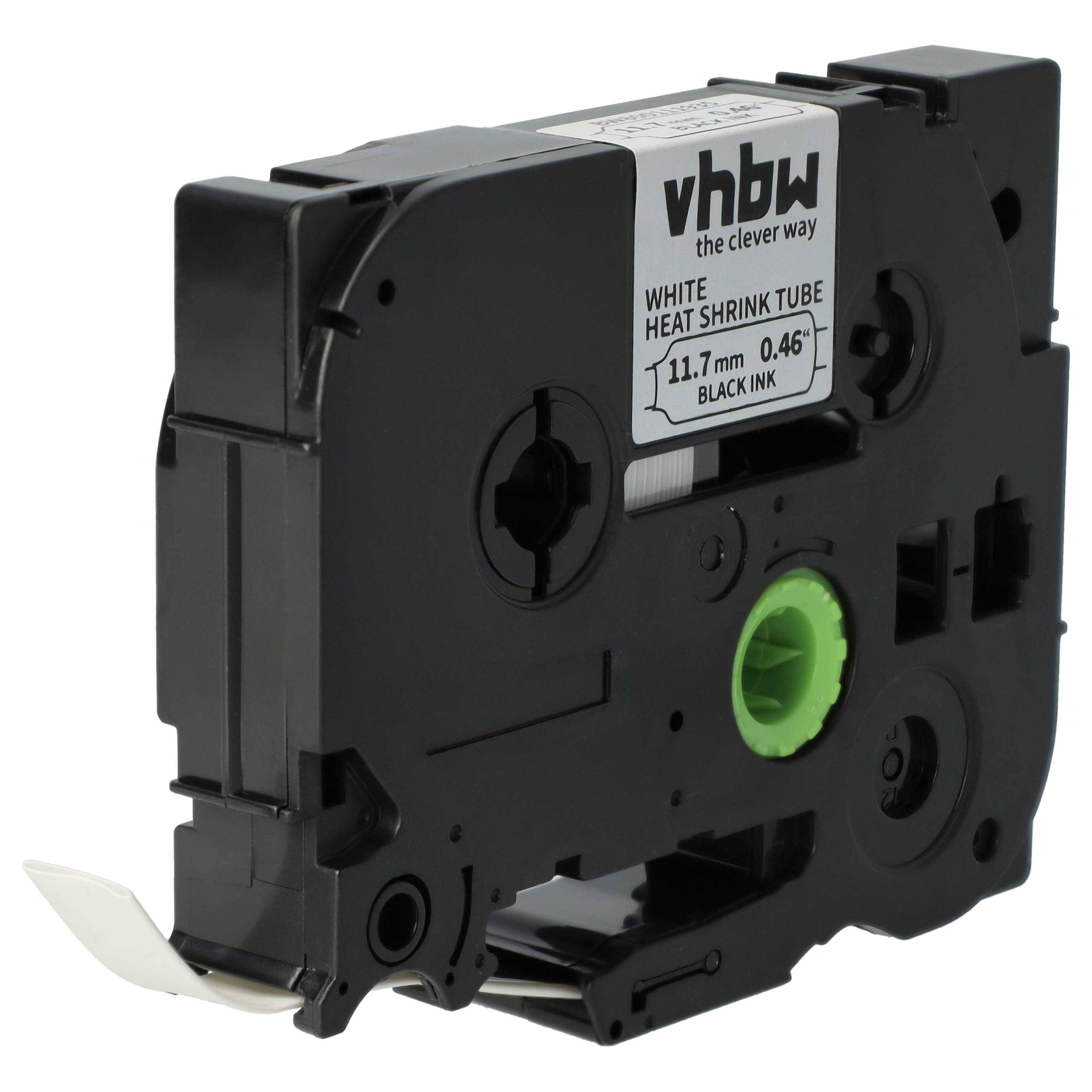 vhbw Schriftband-Kassette kompatibel mit Brother P-Touch PT-9700 Etiketten-Drucker 11,7mm Schwarz auf Weiß, Schrumpfschlauch-Kassette, 11,7 mm