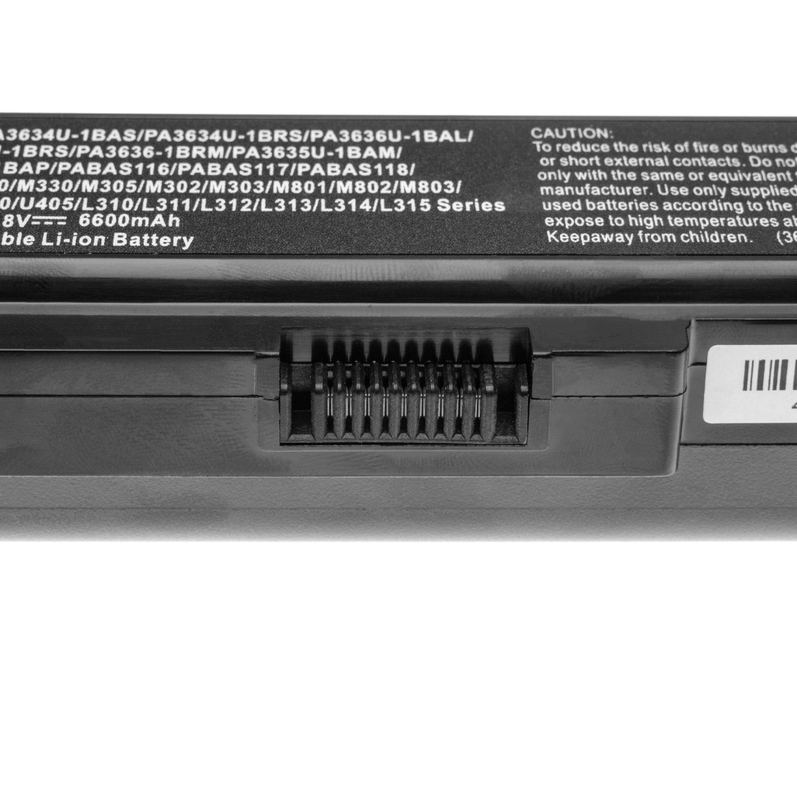 vhbw Akku kompatibel mit Toshiba Dynabook TV/74, T560/58AW, T551-D8B, T551-58BW, TV/74MBL Notebook (6600 mAh, 10,8 V, Li-Ion)