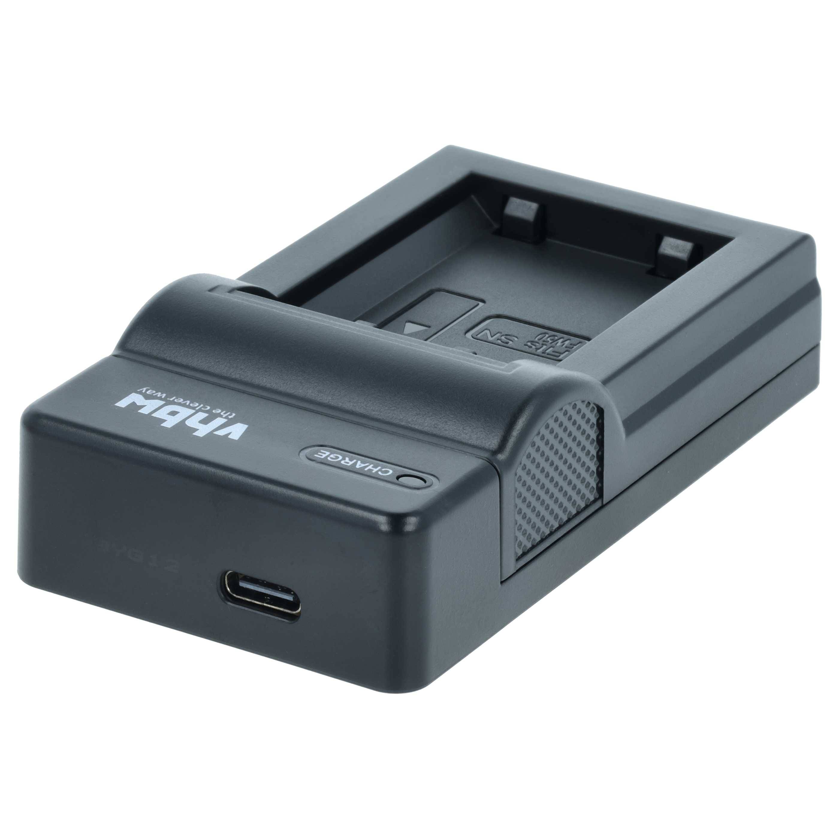 vhbw USB-C Ladegerät kompatibel mit Sony Alpha NEX-3NLW, NEX-3N, NEX-3NL, NEX-3NLB Kamera Camcorder - Ladeschale + USB-C Kabel Ladeanzeige