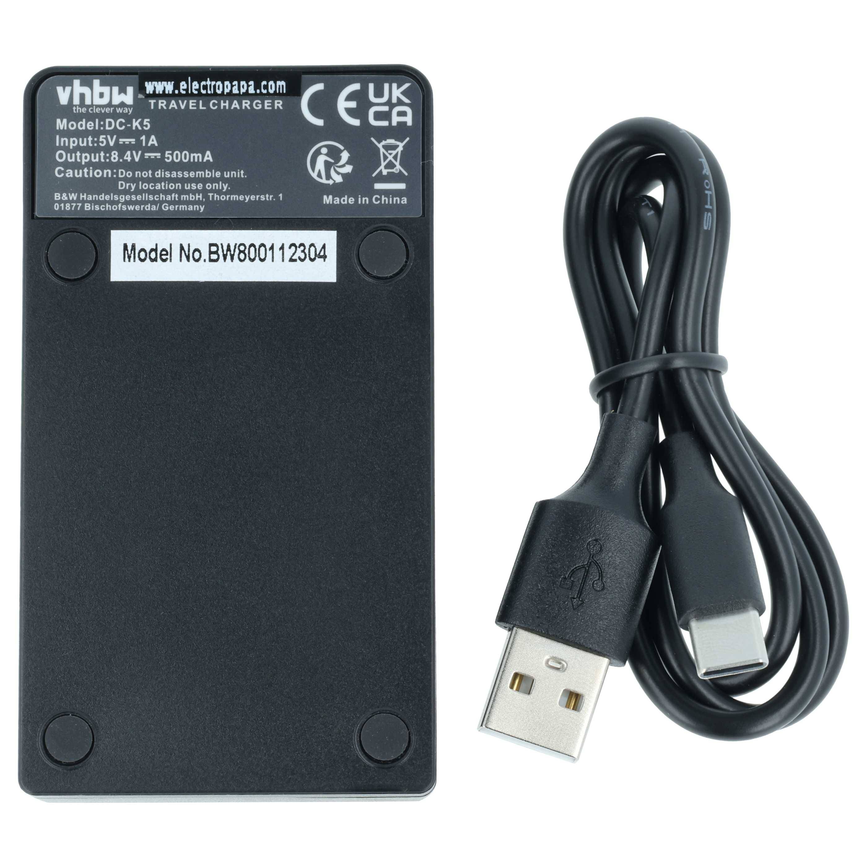 vhbw USB-C Ladegerät kompatibel mit Sony Alpha NEX-3NLW, NEX-3N, NEX-3NL, NEX-3NLB Kamera Camcorder - Ladeschale + USB-C Kabel Ladeanzeige