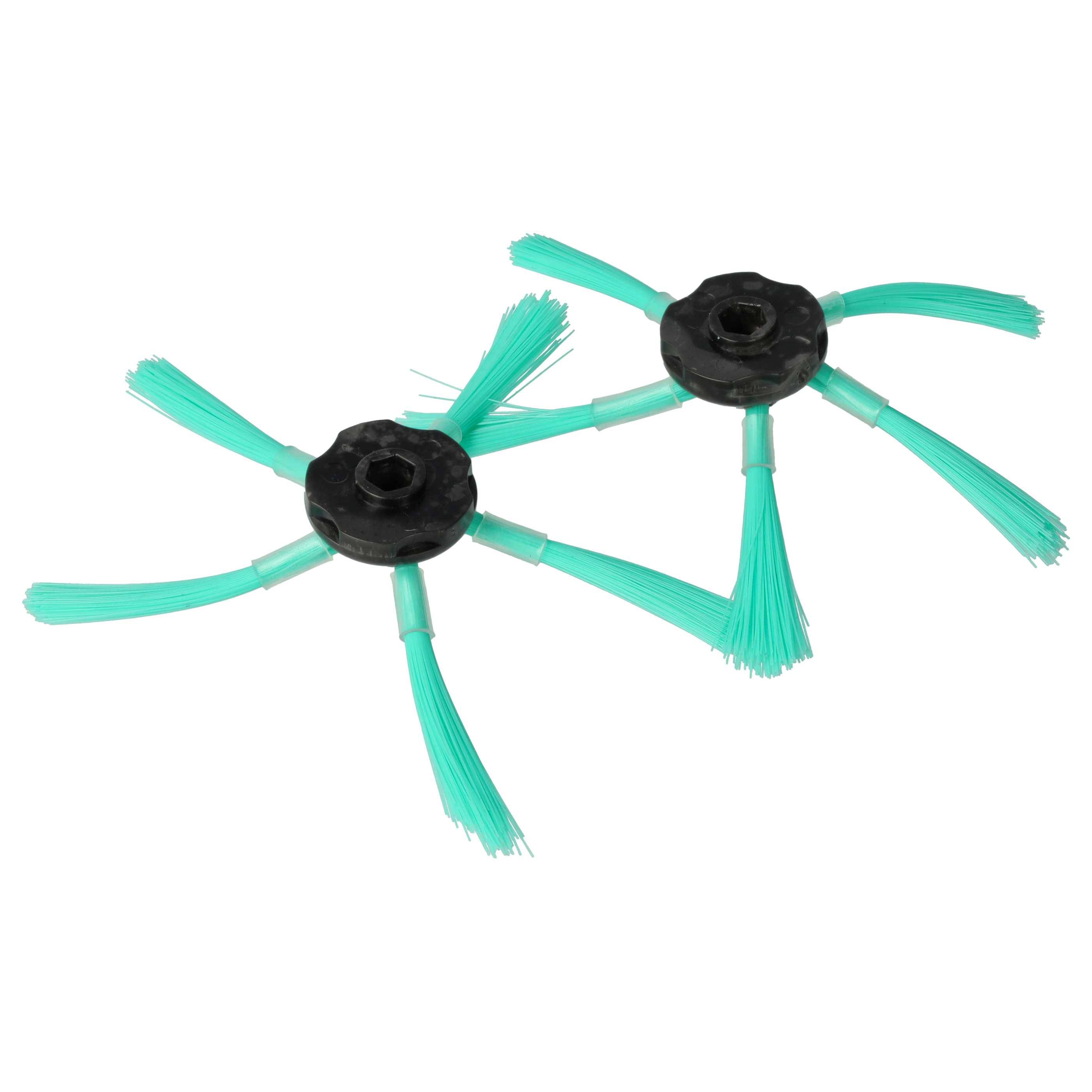 vhbw 2x Seitenbürste kompatibel mit Vorwerk Kobold VR-200, VR200 Saugroboter - Reinigungsbürsten Set, schwarz / grün