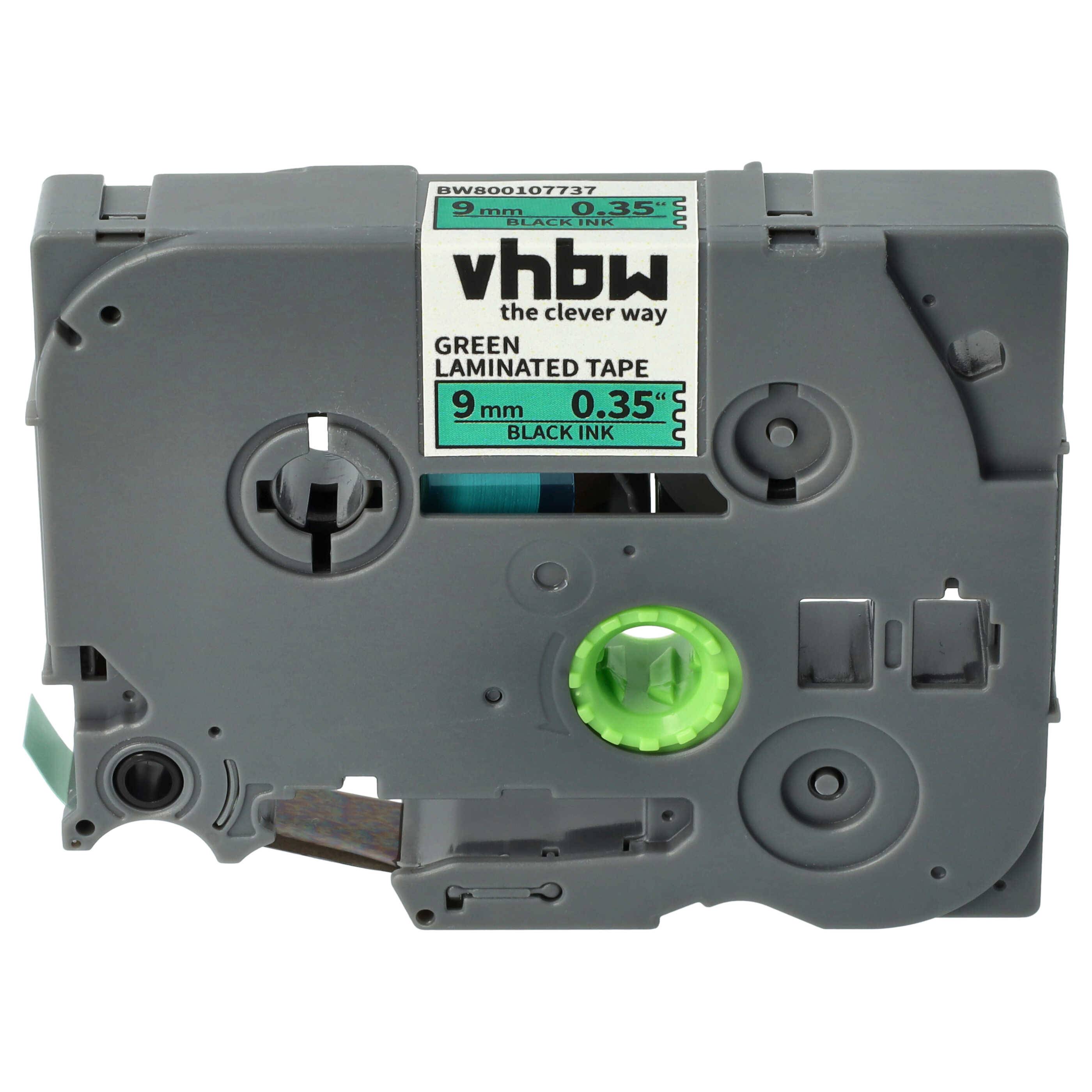 vhbw Schriftband-Kassette kompatibel mit Brother PT 1800E | 1290VP, 1830VP, 18R, 1290DT, 1850, 1800, 1750 Etiketten-Drucker 8m x 9mm Schwarz au