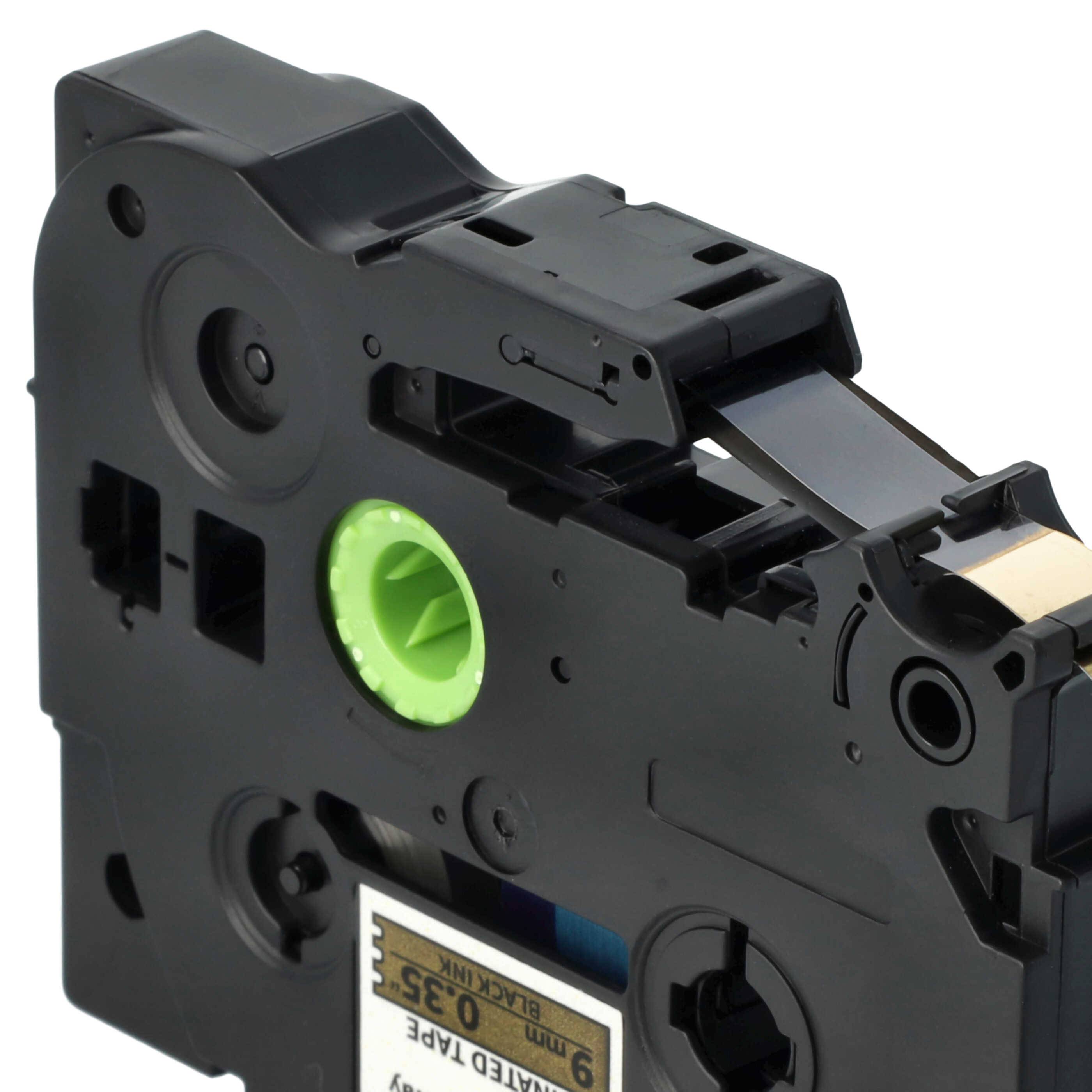 vhbw Schriftband-Kassette Ersatz für Brother TZE-821 für Etiketten-Drucker 8m x 9mm Schwarz auf Gold